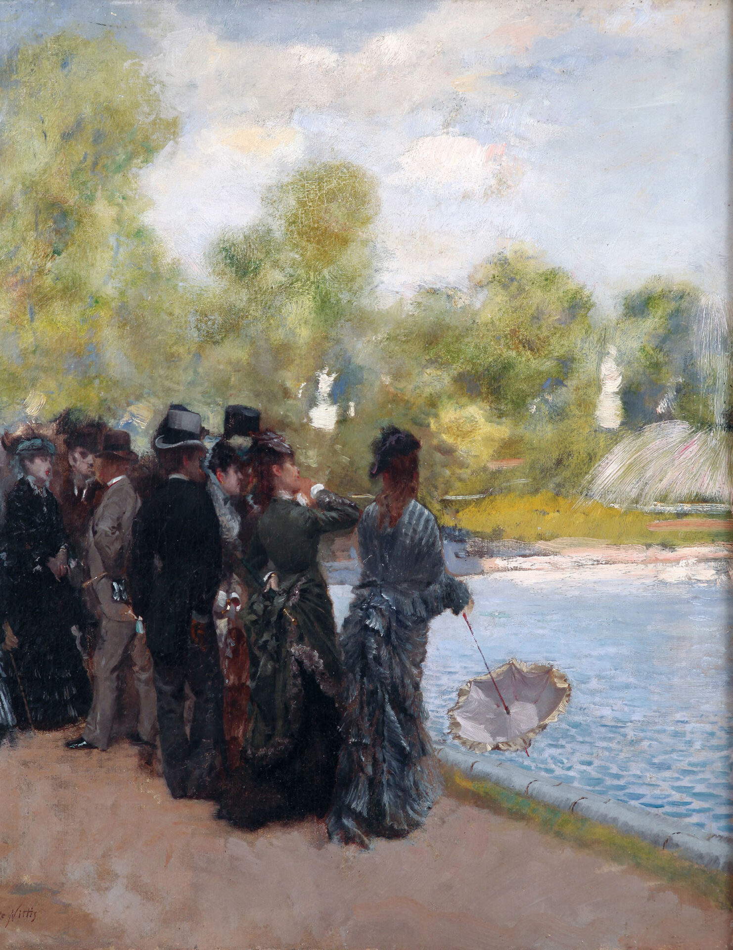 Giuseppe De Nittis, Junto al estanque de los Jardines de Luxemburgo (c. 1875; Colección particular). Por concesión de la Galleria Bottegantica