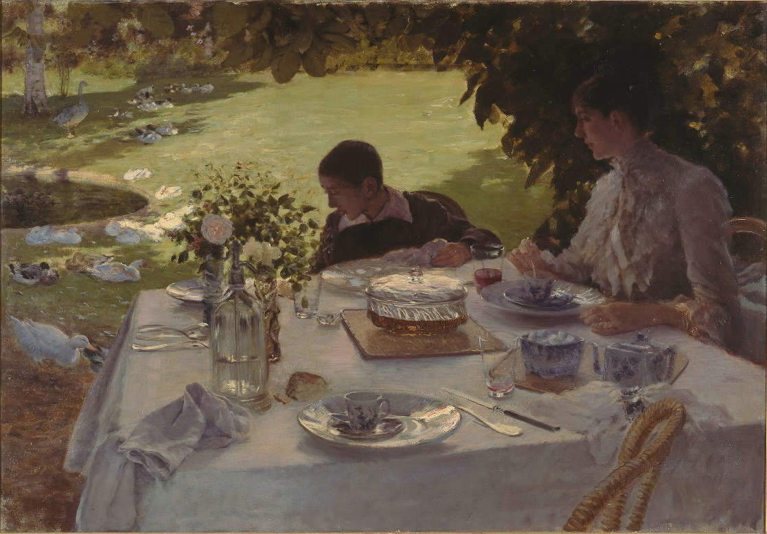 Giuseppe De Nittis, Colazione in giardino (1883; Barletta, Pinacoteca Giuseppe De Nittis) Giuseppe De Nittis, Colazione in giardino (1883; Barletta, Pinacoteca Giuseppe De Nittis)