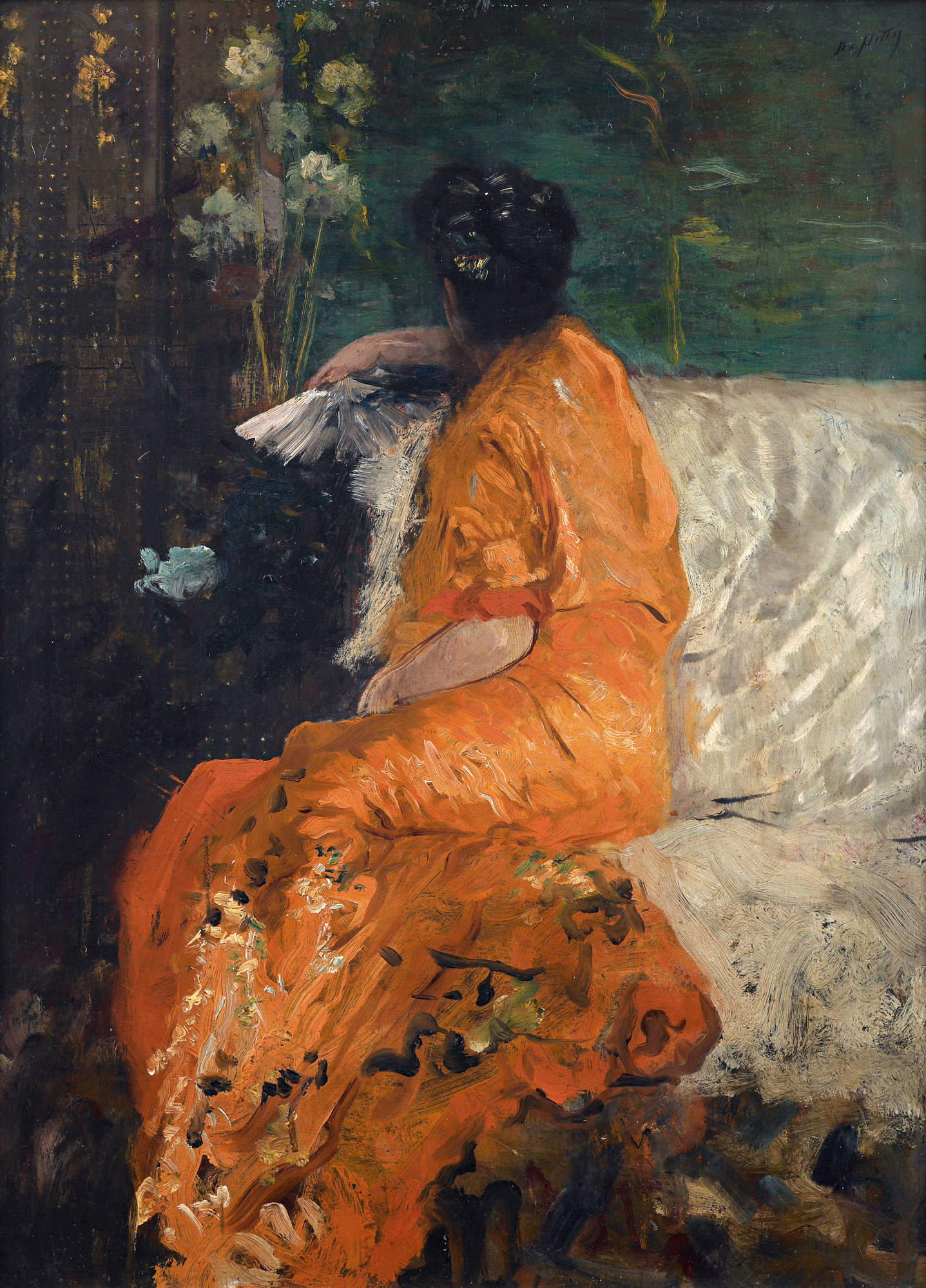 Giuseppe De Nittis, Il Kimono color arancio (1883-1884 circa; Collezione privata). Su concessione di Marco Bertoli © Archivio Gallerie Maspes, Milano Giuseppe De Nittis, Il Kimono color arancio (1883-1884 circa; Collezione privata). Su concessione di Marco Bertoli © Archivio Gallerie Maspes, Milano