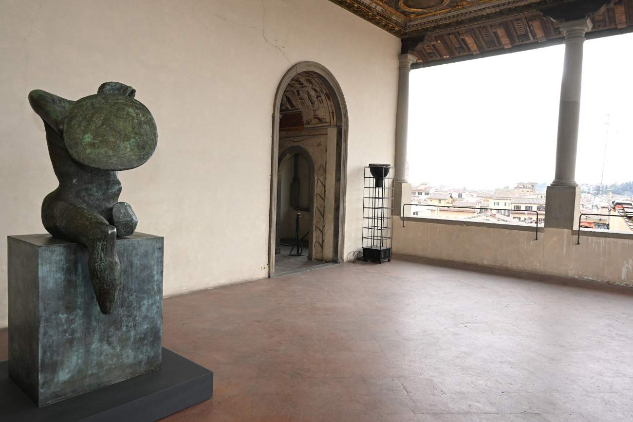 Henry Moore's Warrior with Shield arrives forever on the Terrace of Saturn in Florence's Palazzo Vecchio