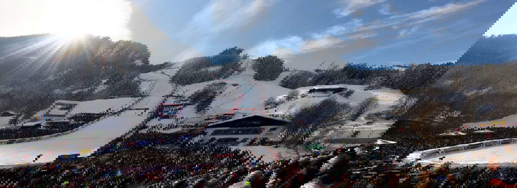 Der Hahnenkahm und der letzte Teil der Streif. Foto: Kitzbühel Tourismus Der Hahnenkahm und der letzte Teil der Streif. Foto: Kitzbühel Tourismus