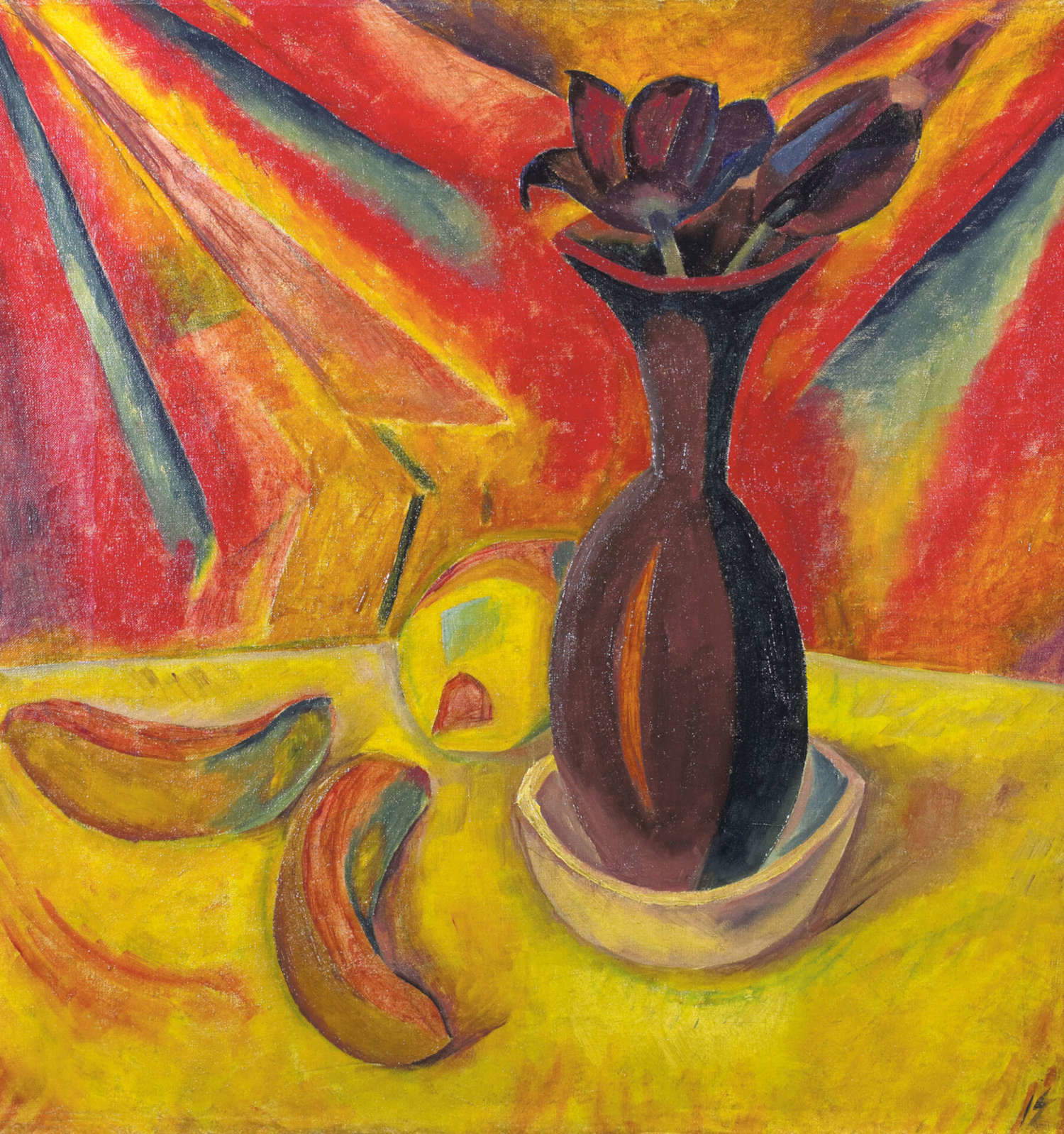 Ignaz Epper, Naturaleza muerta con jarrón (1920; óleo sobre lienzo, 42,9 × 42,9 cm; Colección Werner Coninx, en préstamo permanente en el Museo Comunale d'Arte Moderna Ascona) © Ignaz and Mischa Epper Foundation, Ascona Ignaz Epper, Naturaleza muerta con jarrón (1920; óleo sobre lienzo, 42,9 × 42,9 cm; Colección Werner Coninx, en préstamo permanente en el Museo Comunale d'Arte Moderna Ascona) © Ignaz and Mischa Epper Foundation, Ascona