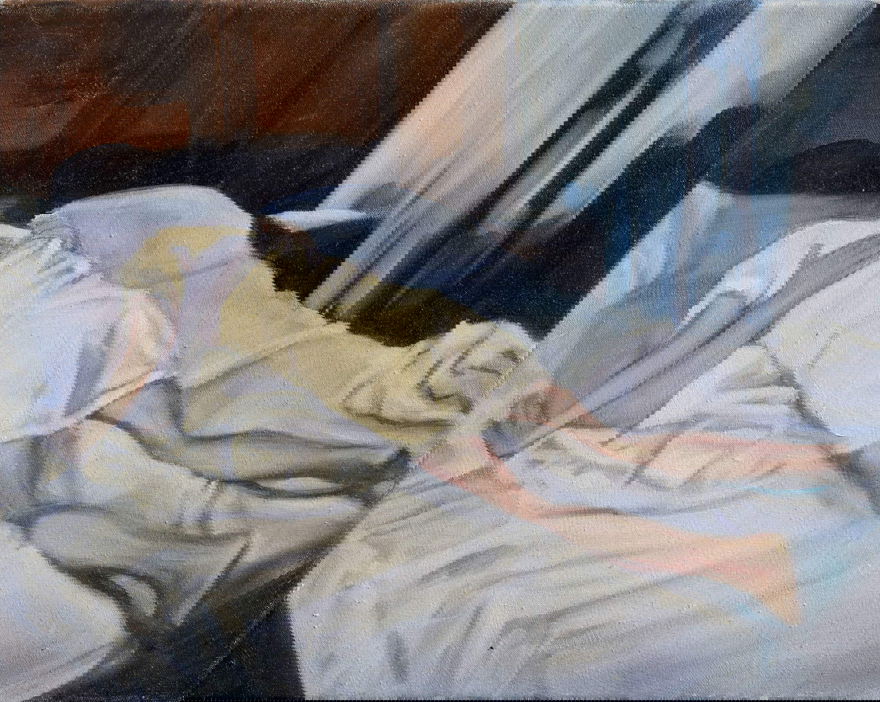 Iva Lulashi, Es ist unsichtbar und man kann es nicht riechen (2016; Öl auf Leinwand, 24 x 30 cm)