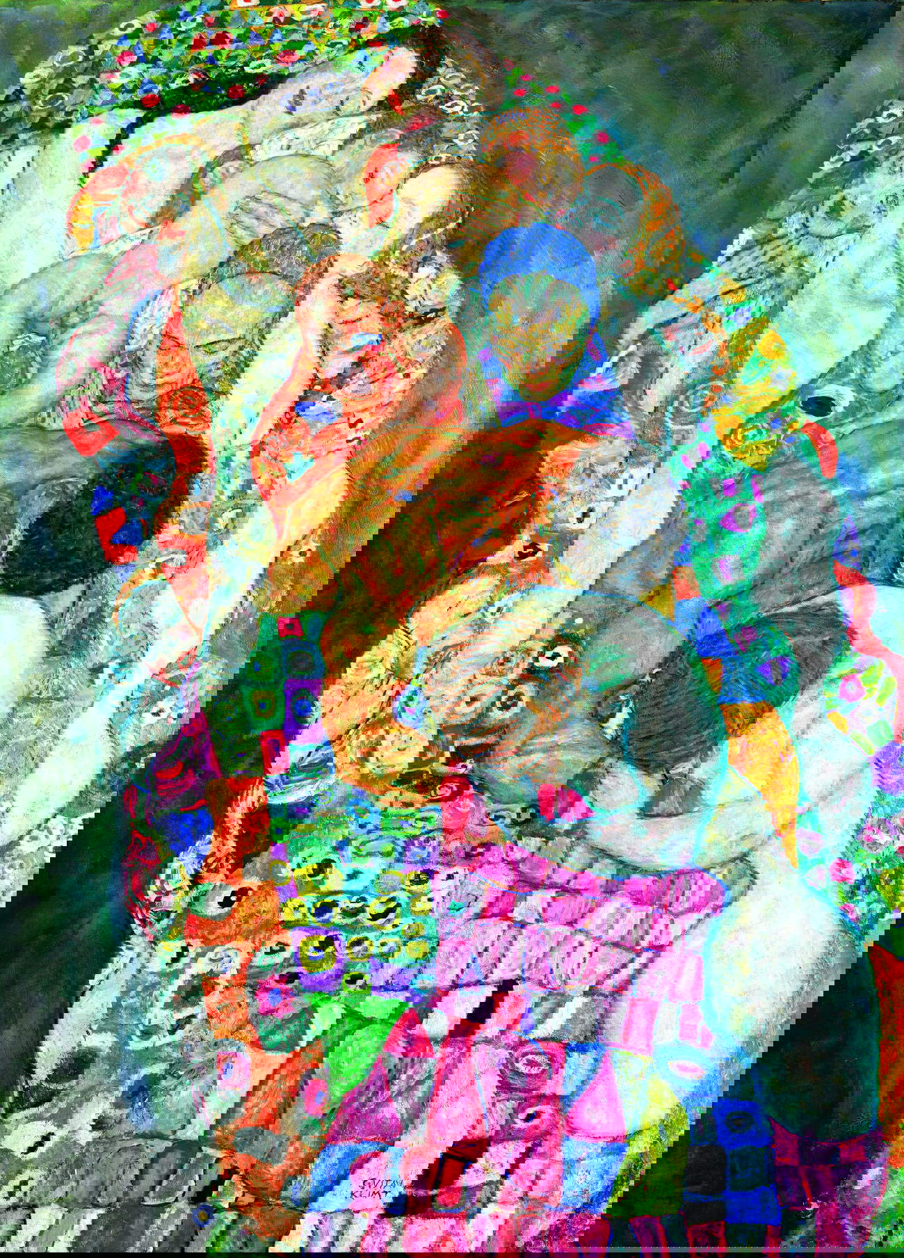 Gustav Klimt, Muerte y vida (1910-1911 y revisado en 1915-1916; óleo sobre lienzo, 180,5 x 200,5 cm; Viena, Museo Leopold)