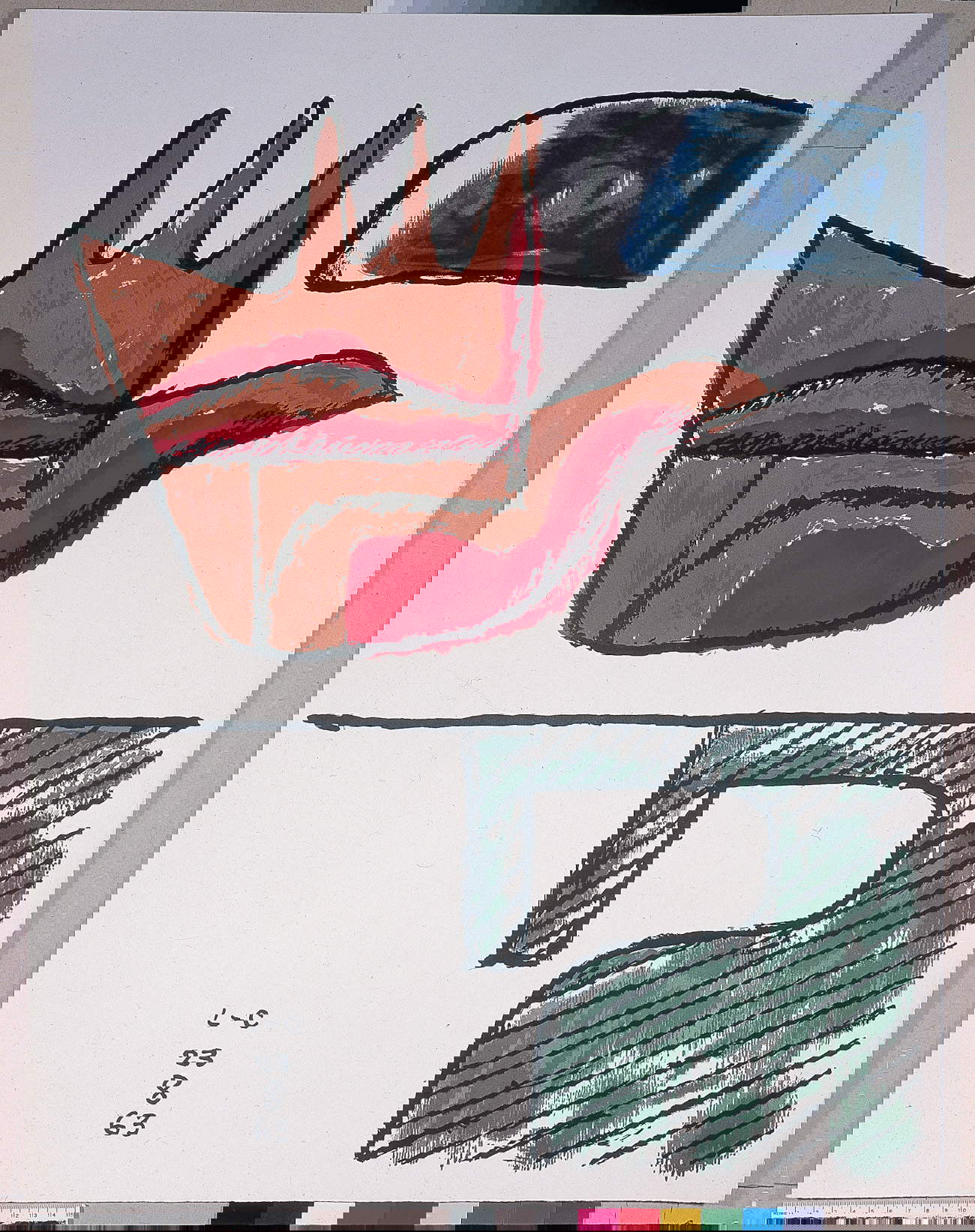 Le Corbusier, La main ouverte (1963; litografia in 12 colori, 59 x 48 cm; Parigi, Fondation Le Corbusier)