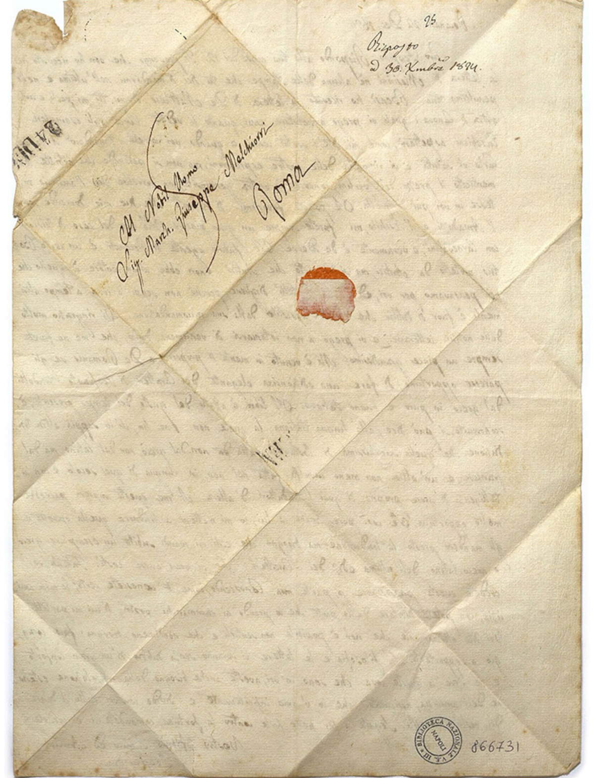 Lettera autografa di Leopardi