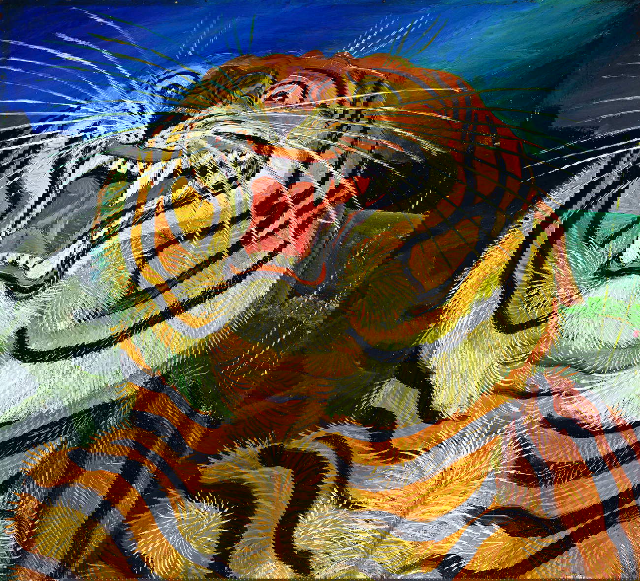 Antonio Ligabue, Testa di tigre (1955; olio su faesite, 60 x 55 cm)