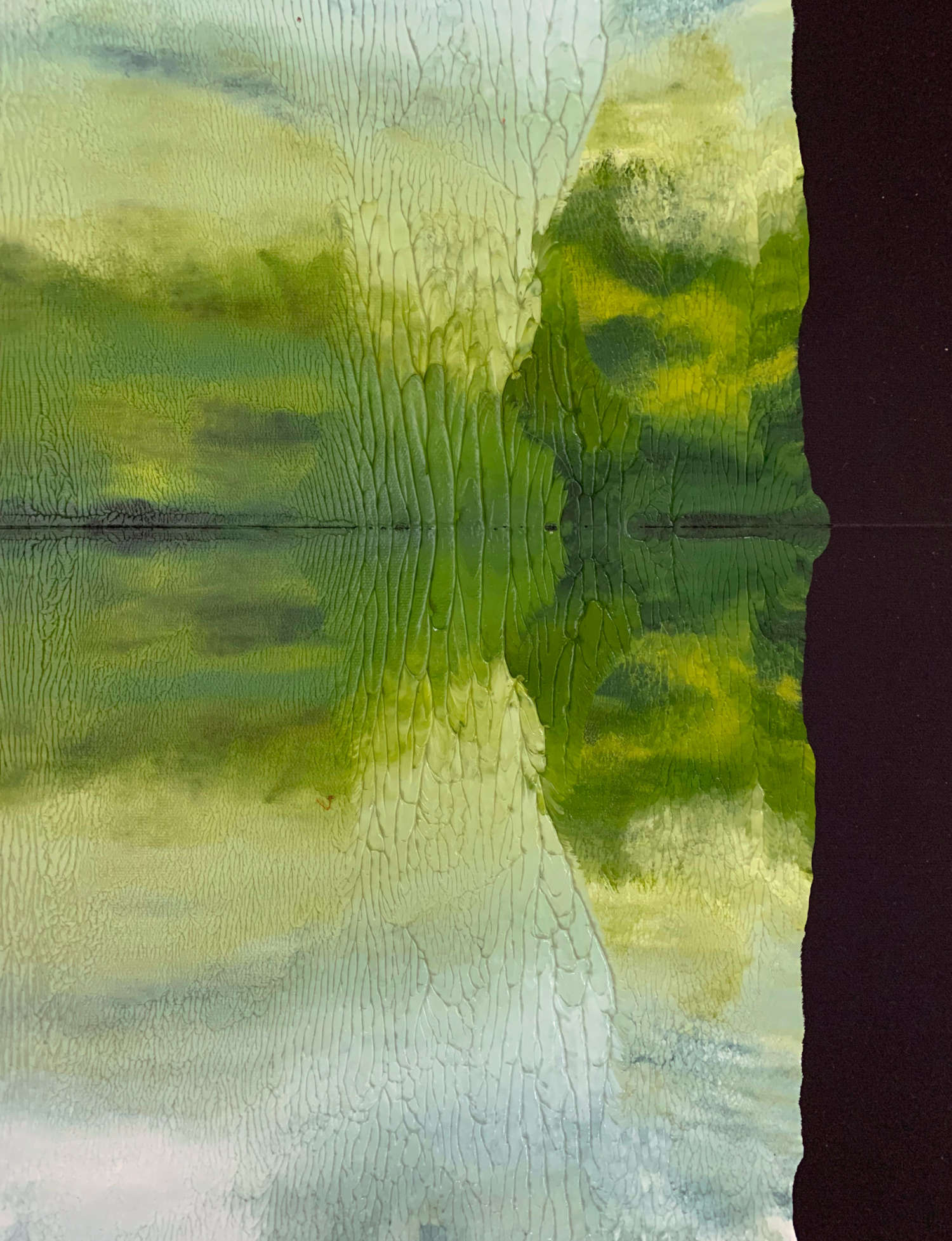 Linda Carrara, Il funzionamento del pensiero (dettaglio) (2024; olio su tela di cotone nera, 100 x 70 cm) Linda Carrara, Il funzionamento del pensiero (dettaglio) (2024; olio su tela di cotone nera, 100 x 70 cm)