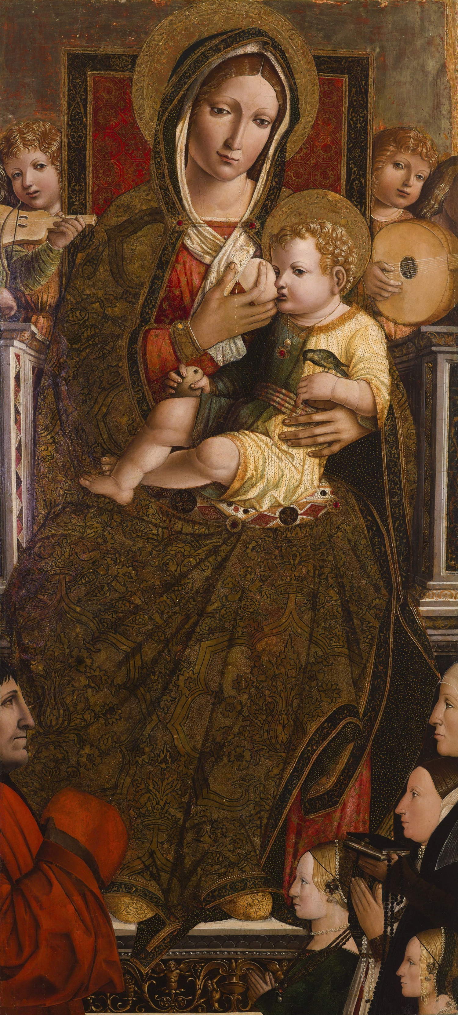 Lorenzo Fasolo, Inthronisierte Madonna mit Jesuskind, Engeln und Stiftern (1496)