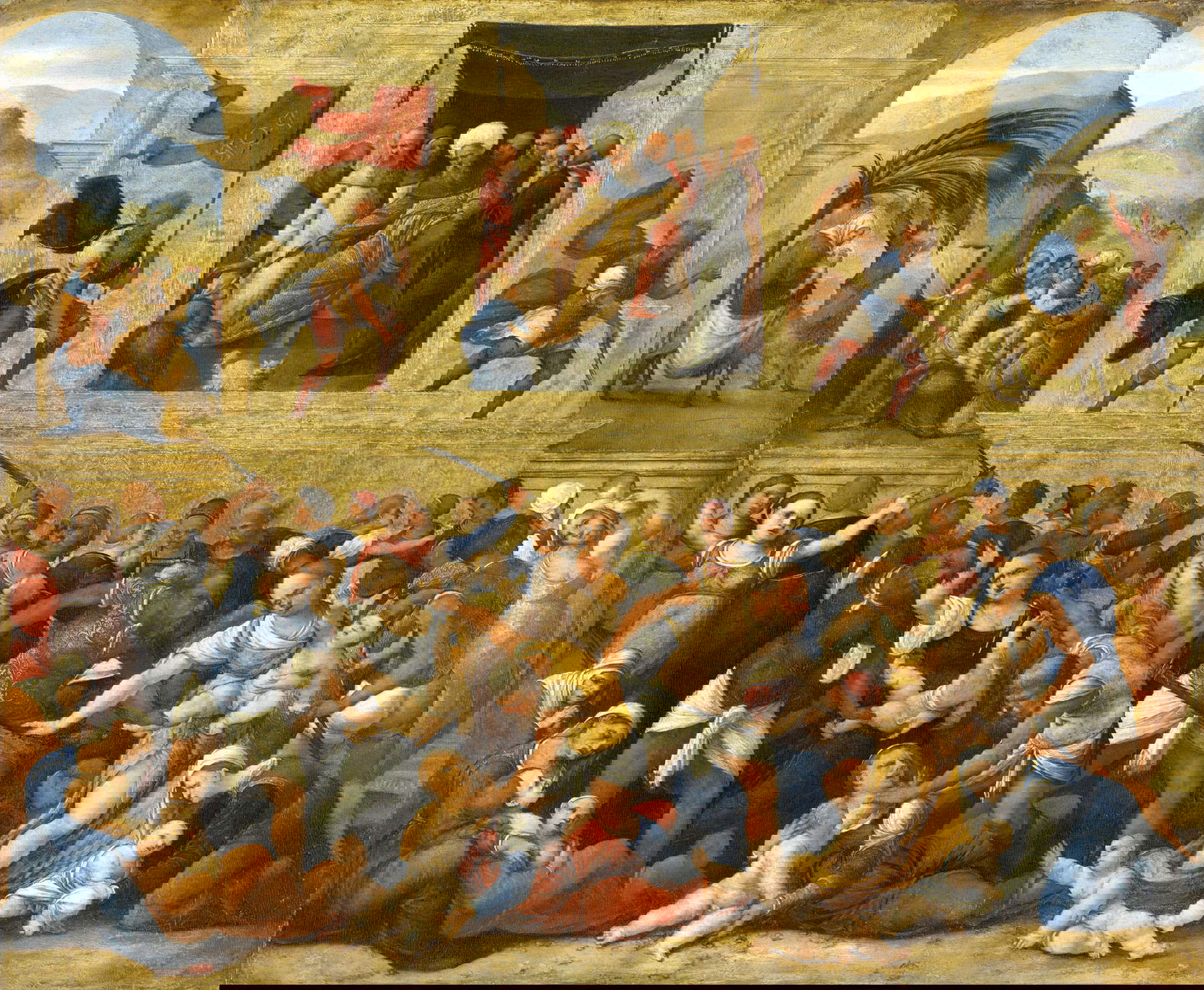 Ludovico Mazzolino, Strage degli innocenti (1528 circa;  olio su tavola, 31 x 38 cm; Amsterdam, Rijksmuseum, in prestito dal Koninklijk Kabinet van Schilderijen Mauritshuis) Ludovico Mazzolino, Strage degli innocenti (1528 circa;  olio su tavola, 31 x 38 cm; Amsterdam, Rijksmuseum, in prestito dal Koninklijk Kabinet van Schilderijen Mauritshuis)