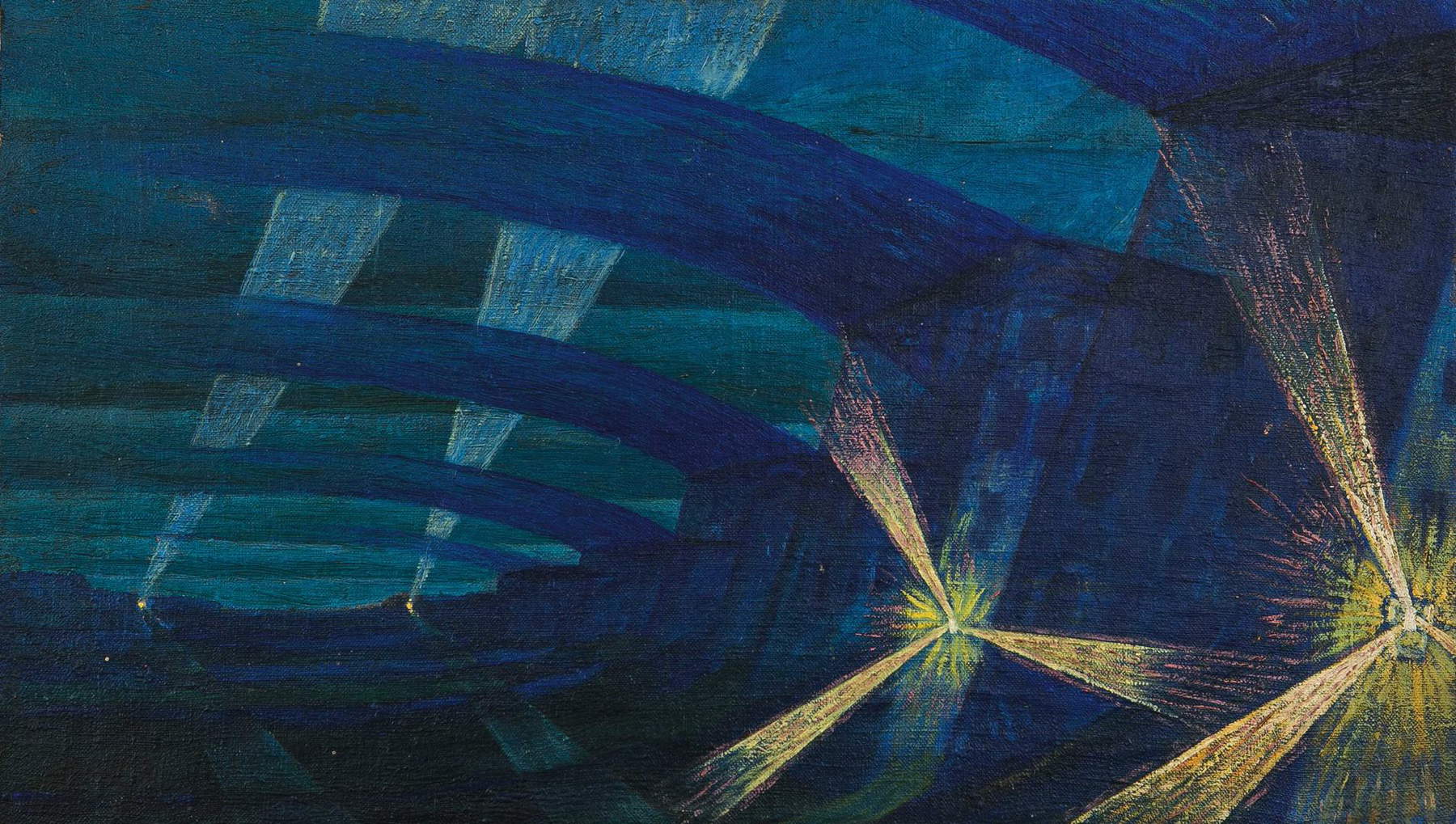 Luigi Russolo, Häuser und Scheinwerfer (1911; Öl auf Leinwand, 40 x 70 cm) Luigi Russolo, Häuser und Scheinwerfer (1911; Öl auf Leinwand, 40 x 70 cm)