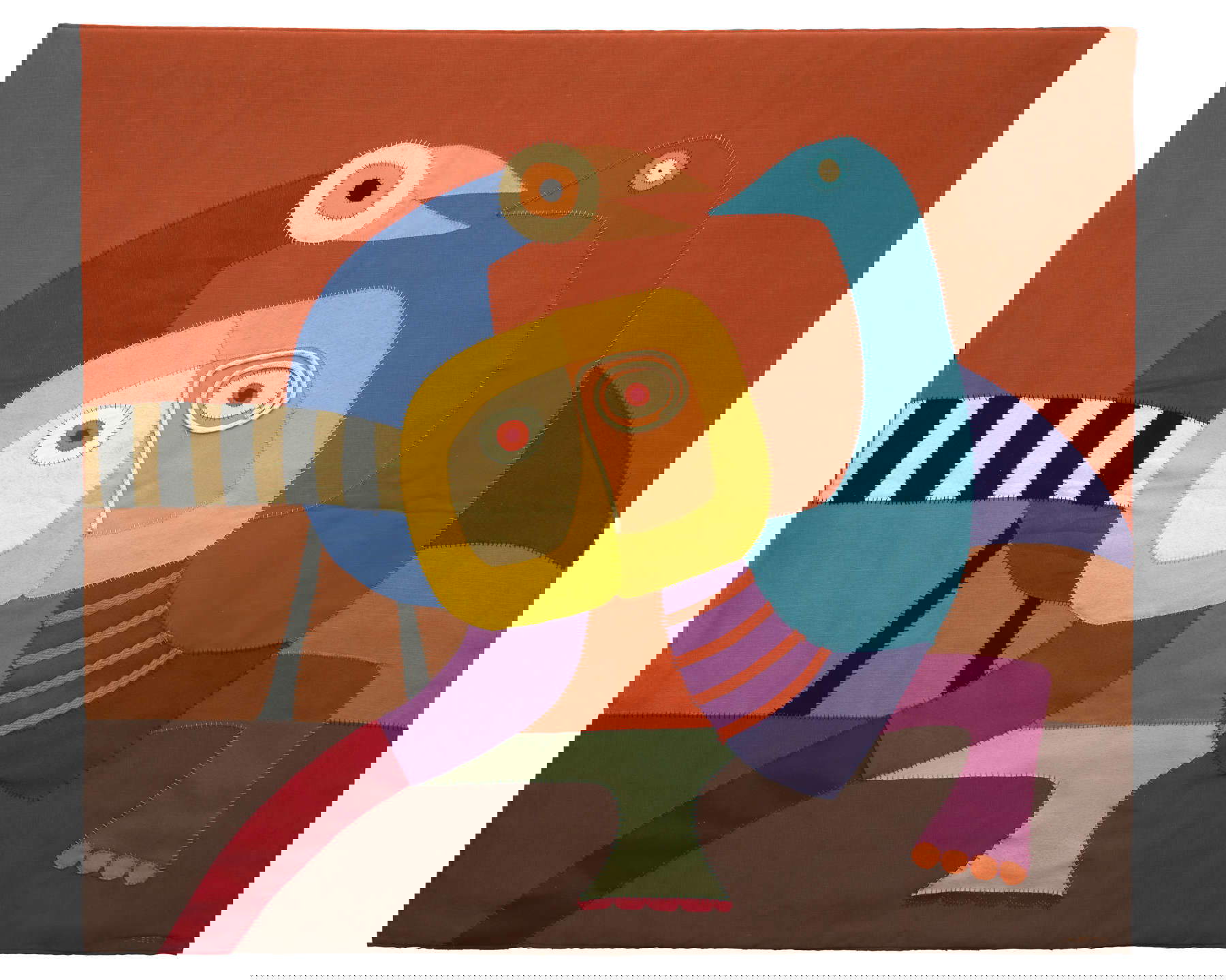 Luisa Albertini, Ohne Titel (1973; Stoff, Tuch und Wolle auf Leinwand, 130 x 142 cm; Privatsammlung). Foto: Studio Aleph, Como