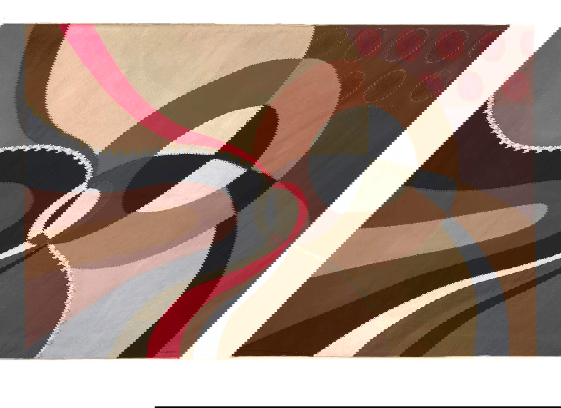 Luisa Albertini, Ohne Titel (um 1980-1989; Stoff und Geflecht auf Leinwand, 122 x 190 cm; Privatsammlung). Foto: Studio Aleph, Como