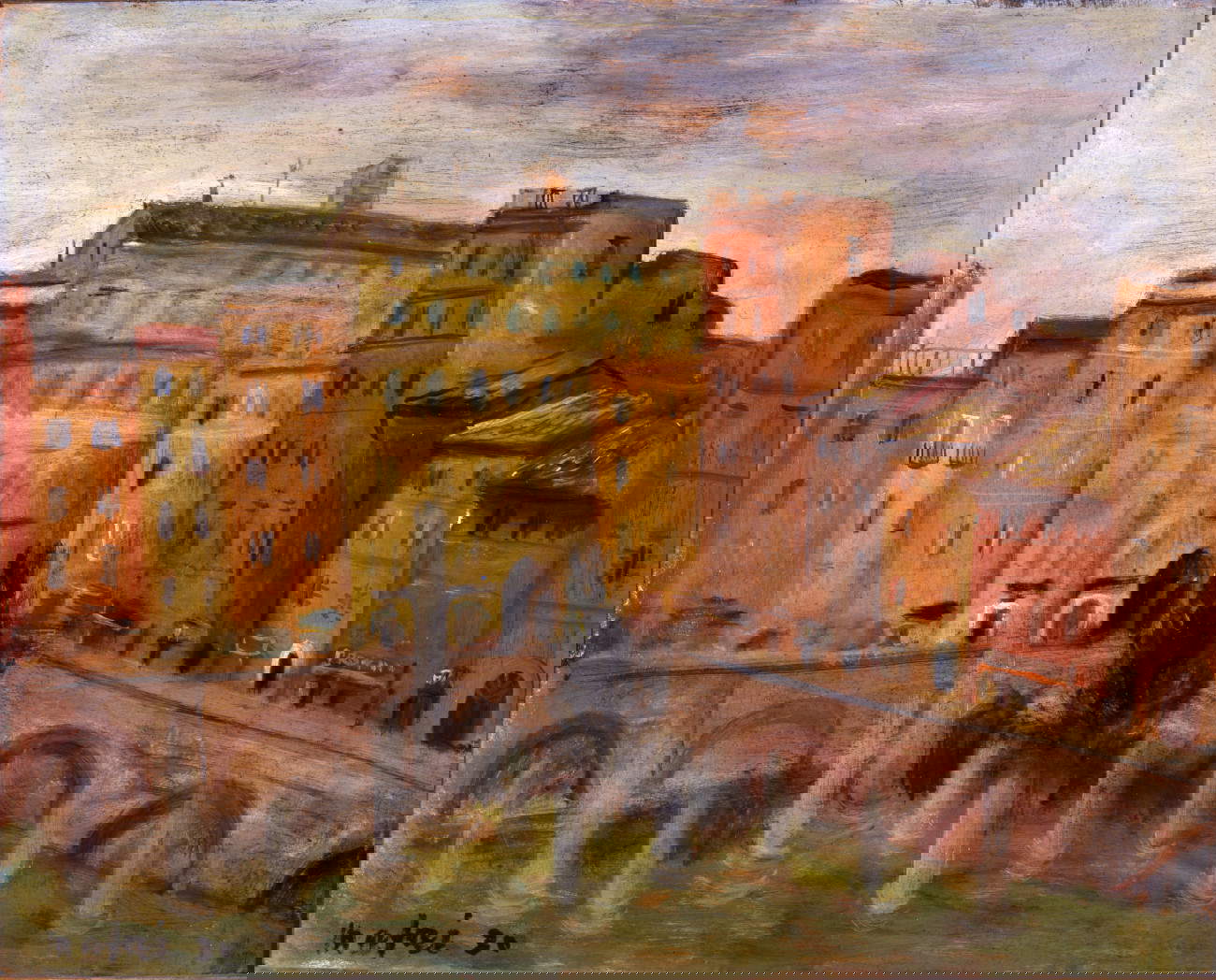 Mario Mafai, Le case del Foro Traiano (1930; olio su tavola, 40 x 50 cm; Roma, Galleria d&rsquo;Arte Moderna)