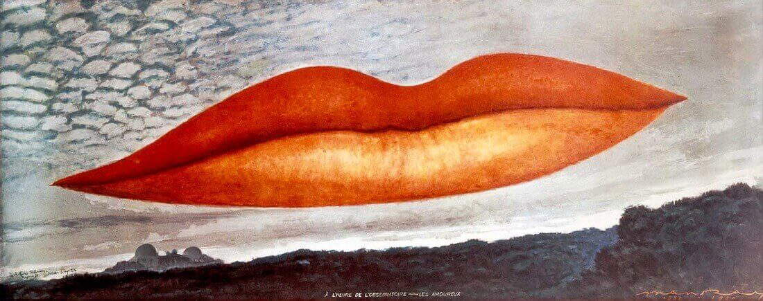 Man Ray, Am Observatorium - Die Liebenden (1936; Öl auf Leinwand, 100 x 250,4 cm; Privatsammlung)