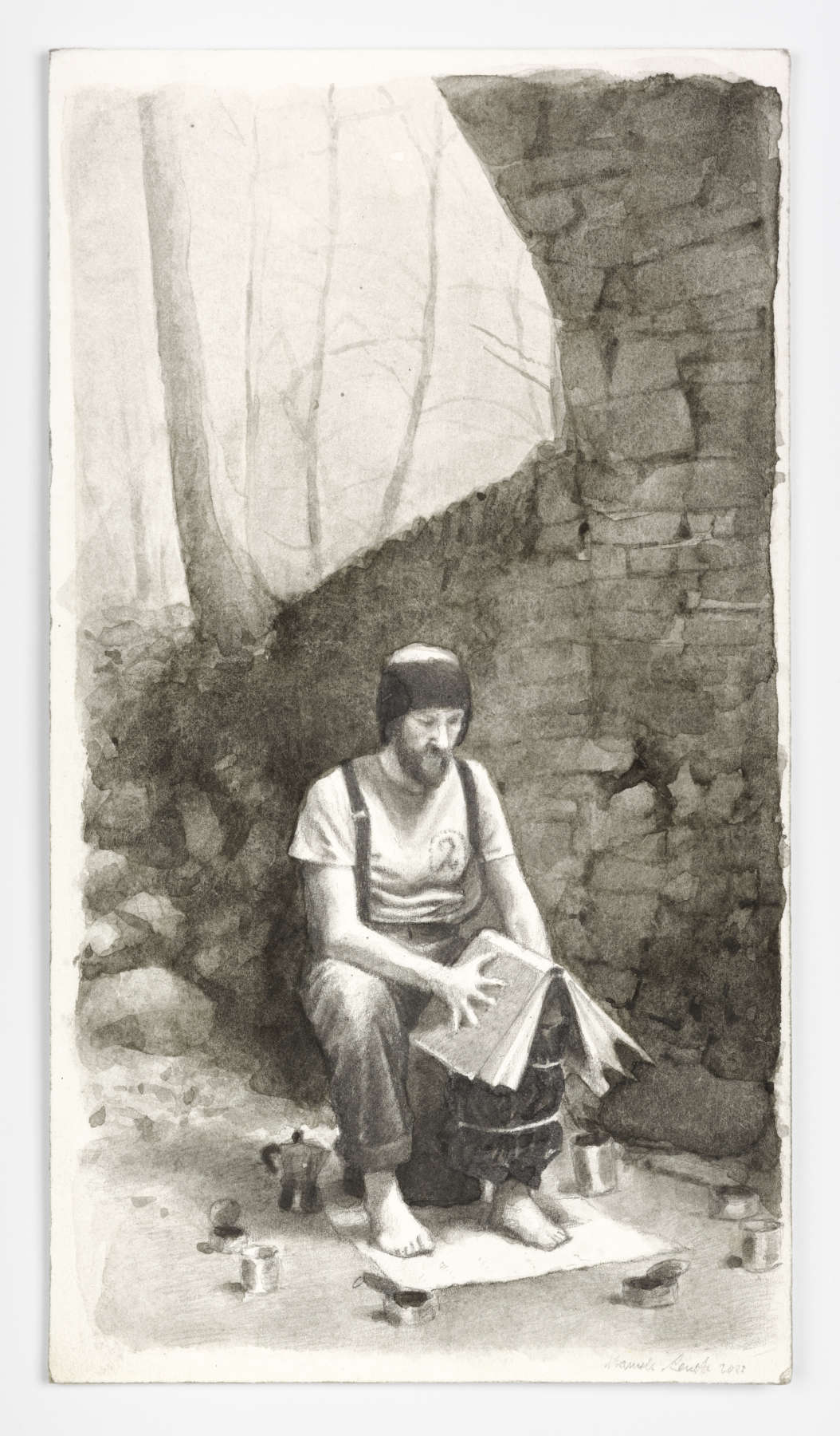 Manuele Cerutti, The House (2022 ; crayon et aquarelle sur papier, 17,9 x10 cm) &copy; Manuele Cerutti. Avec l'aimable autorisation de l'artiste et de Guido Costa Projects. Photo : Cristina Leoncini