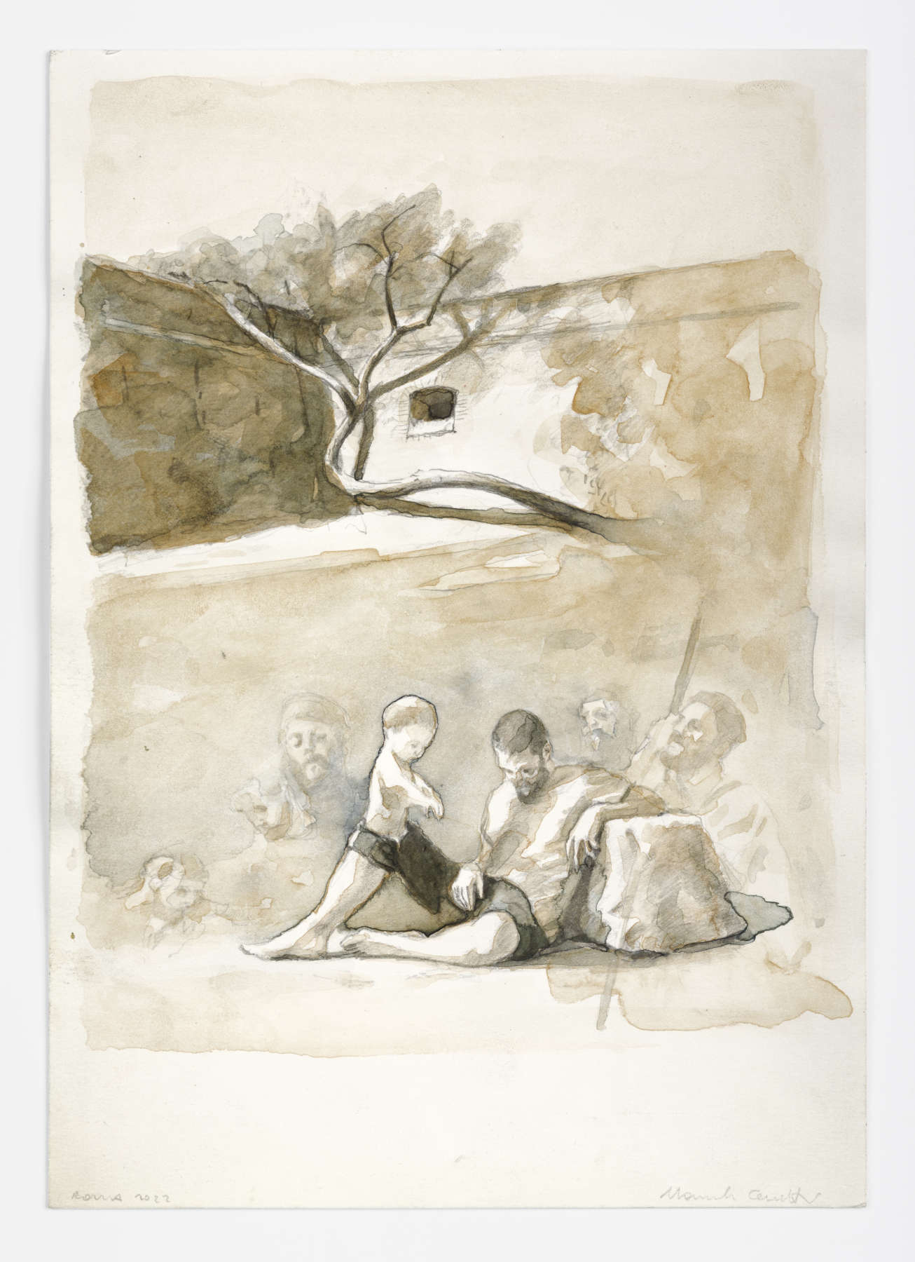 Manuele Cerutti, Meridian Sleep (2022 ; crayon et aquarelle sur papier, 20,7 x 14,7 cm) &copy; Manuele Cerutti. Avec l'aimable autorisation de l'artiste et de Guido Costa Projects. Photo : Cristina Leoncini