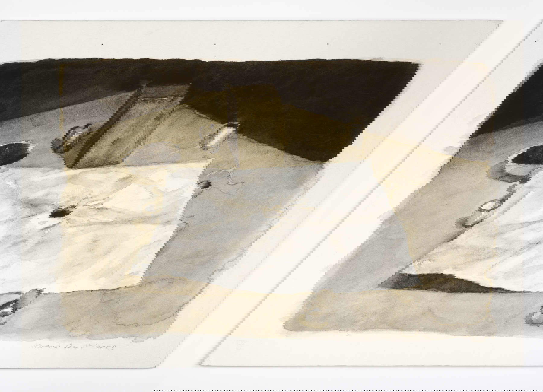 Manuele Cerutti, Spiazzo vuoto pieno di luce (2023 ; crayon et aquarelle sur papier, 13,5 x 19,5 cm) &copy; Manuele Cerutti. Avec l'aimable autorisation de l'artiste et de Guido Costa Projects. Photo : Cristina Leoncini