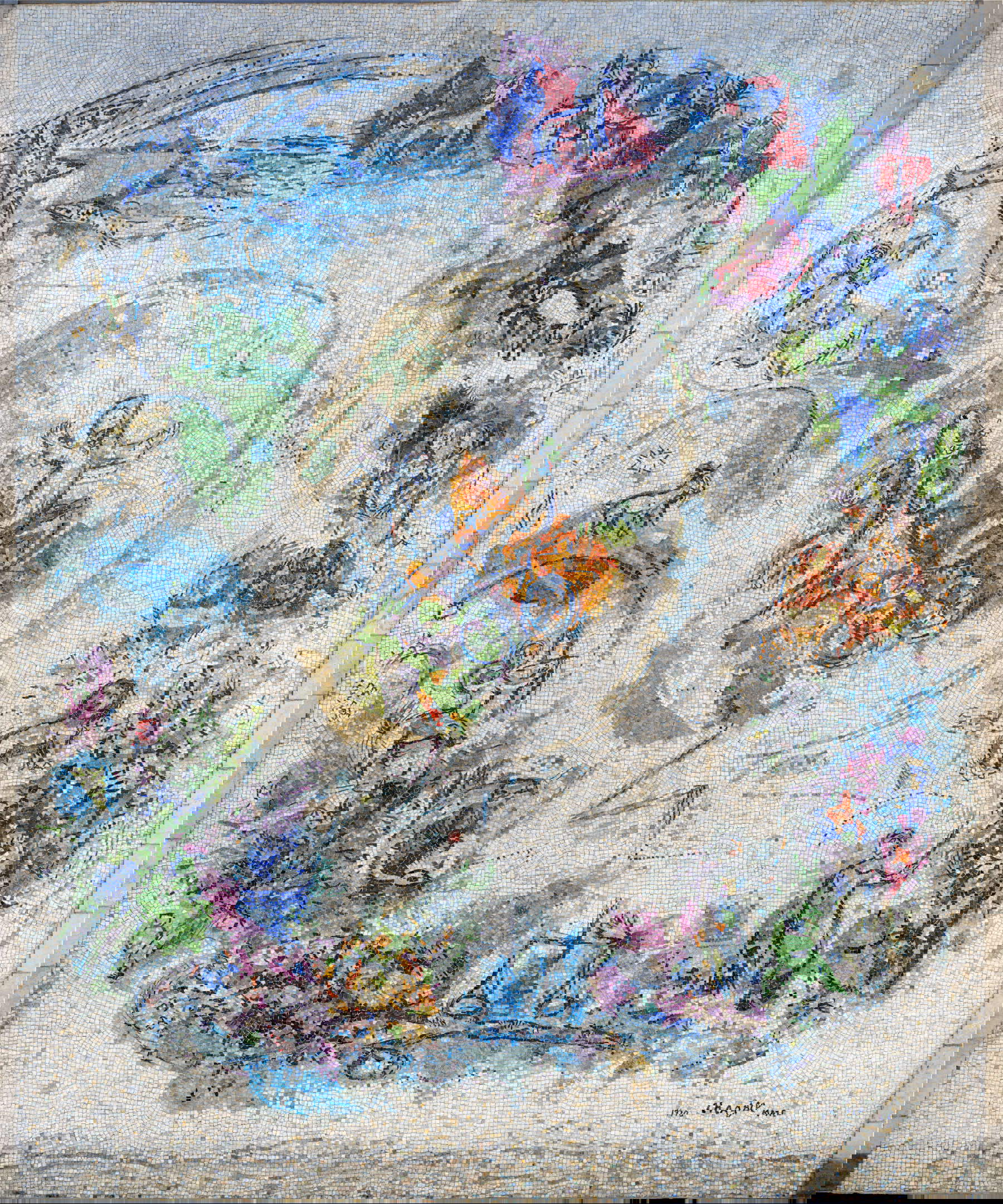 Marc Chagall, Le proph&egrave;te Elie (1971; Mosaik, 715 cm x 570 cm; Nizza, Mus&eacute;e National Marc Chagall). Foto &copy; RMN-GP / G&eacute;rard Blot &copy; Chagall &reg;.