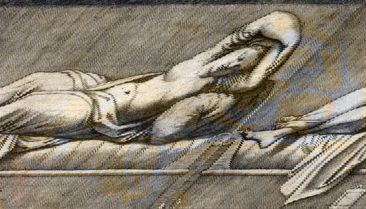 Marcantonio Raimondi, Cléopâtre (1500-1535 ; gravure ; Turin, Musei Reali, Galleria Sabauda)