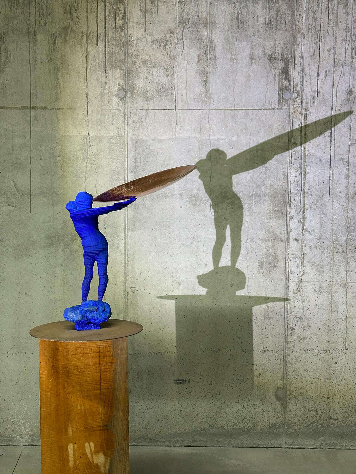 Marco Bagnoli, Come figura d’arciere (1993; legno dipinto e parabola in rame, 67 x 62 x 45 cm) Marco Bagnoli, Come figura d’arciere (1993; legno dipinto e parabola in rame, 67 x 62 x 45 cm)