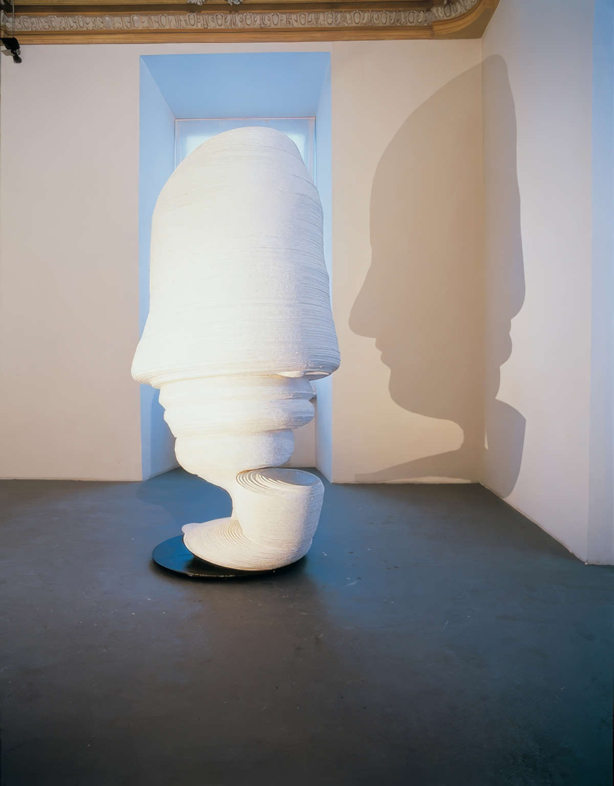 Marco Bagnoli, Colui che sta (1992 [2004]; wood, iron filings, 200 x 130 cm)