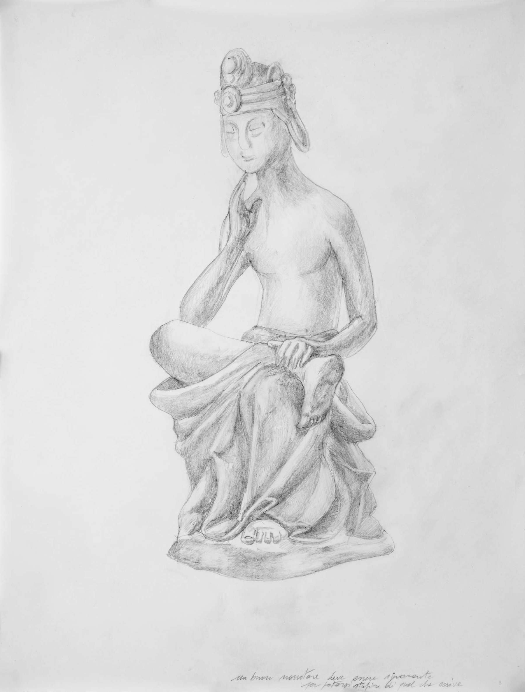 Massimo Bartolini, Bodhisattva Thinking (2024; Bleistift auf Papier) Massimo Bartolini, Bodhisattva Thinking (2024; Bleistift auf Papier)