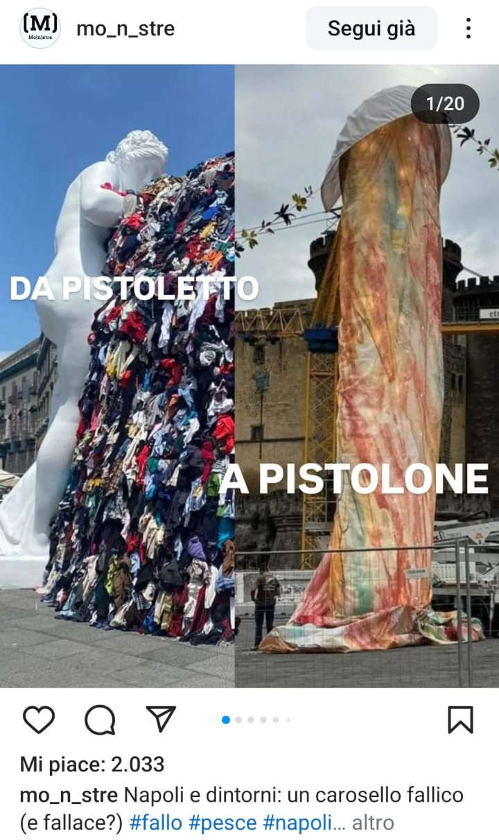 Mèmes et caricatures sur l'œuvre de Gaetano Pesce sur la Piazza Municipio à Naples Mèmes et caricatures sur l'œuvre de Gaetano Pesce sur la Piazza Municipio à Naples