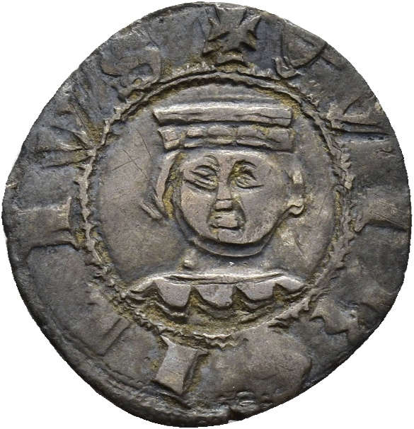 Grossetto anonimo con Virgilio, dell'epoca di Luigi o di Guido Gonzaga, 1328-1369 / foto del diritto: busto di Virgilio, in abito dottorale con berretto a lacci pendenti, con scudetto Gonzaga dalle tre fasce. Grossetto anonimo con Virgilio, dell'epoca di Luigi o di Guido Gonzaga, 1328-1369 / foto del diritto: busto di Virgilio, in abito dottorale con berretto a lacci pendenti, con scudetto Gonzaga dalle tre fasce.