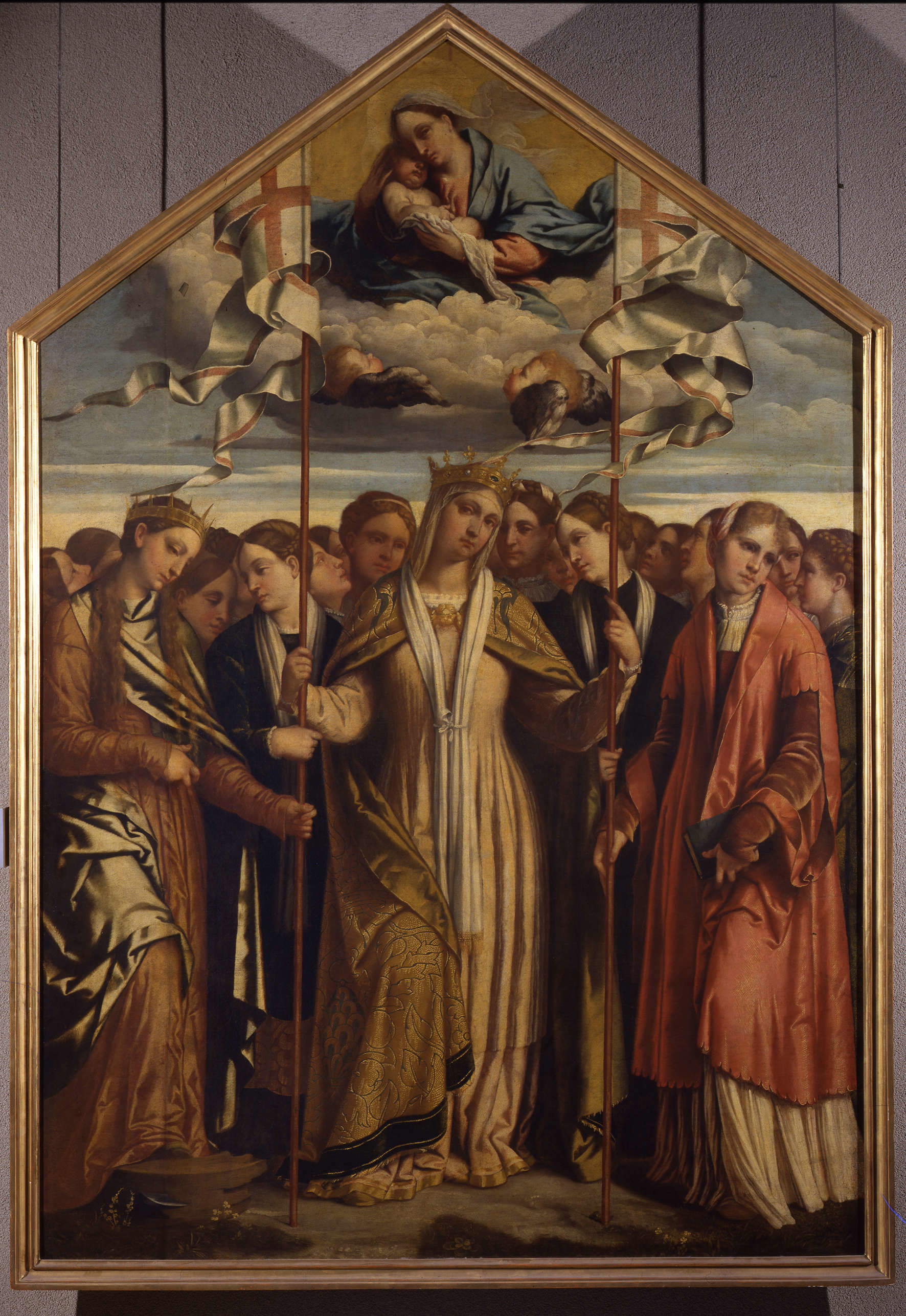 Alessandro Bonvicino detto il Moretto, Sant&rsquo;Orsola e le compagne (1536-1539; olio su tela, 210 x 141 cm; Museo d'Arte antica del Castello Sforzesco, propriet&agrave; Fondazione IRCCS)