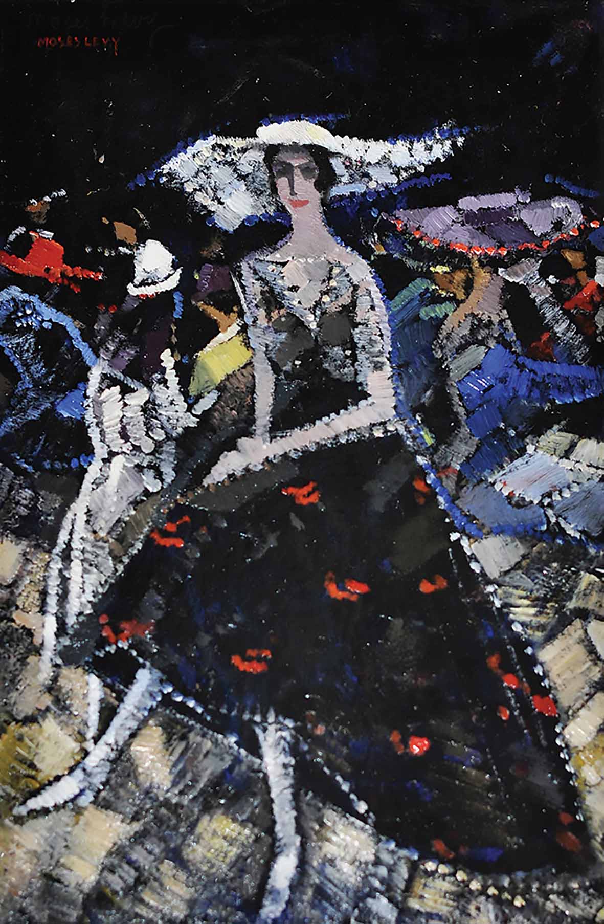 Moses Levy, Donna con cappello bianco (1917; olio su cartone, 31,4 x 21 cm). Presentato da: Società di Belle Arti Moses Levy, Donna con cappello bianco (1917; olio su cartone, 31,4 x 21 cm). Presentato da: Società di Belle Arti