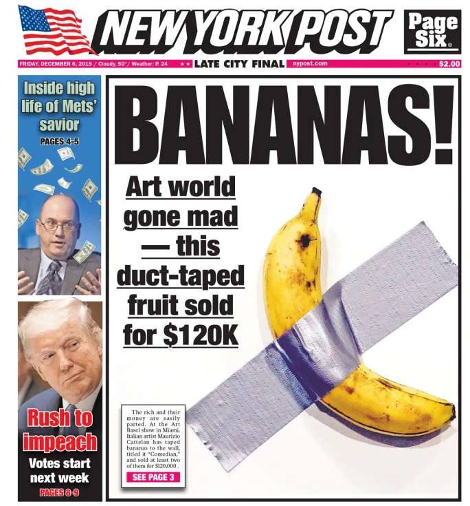 Couverture du New York Post, 6 décembre 2019 Couverture du New York Post, 6 décembre 2019