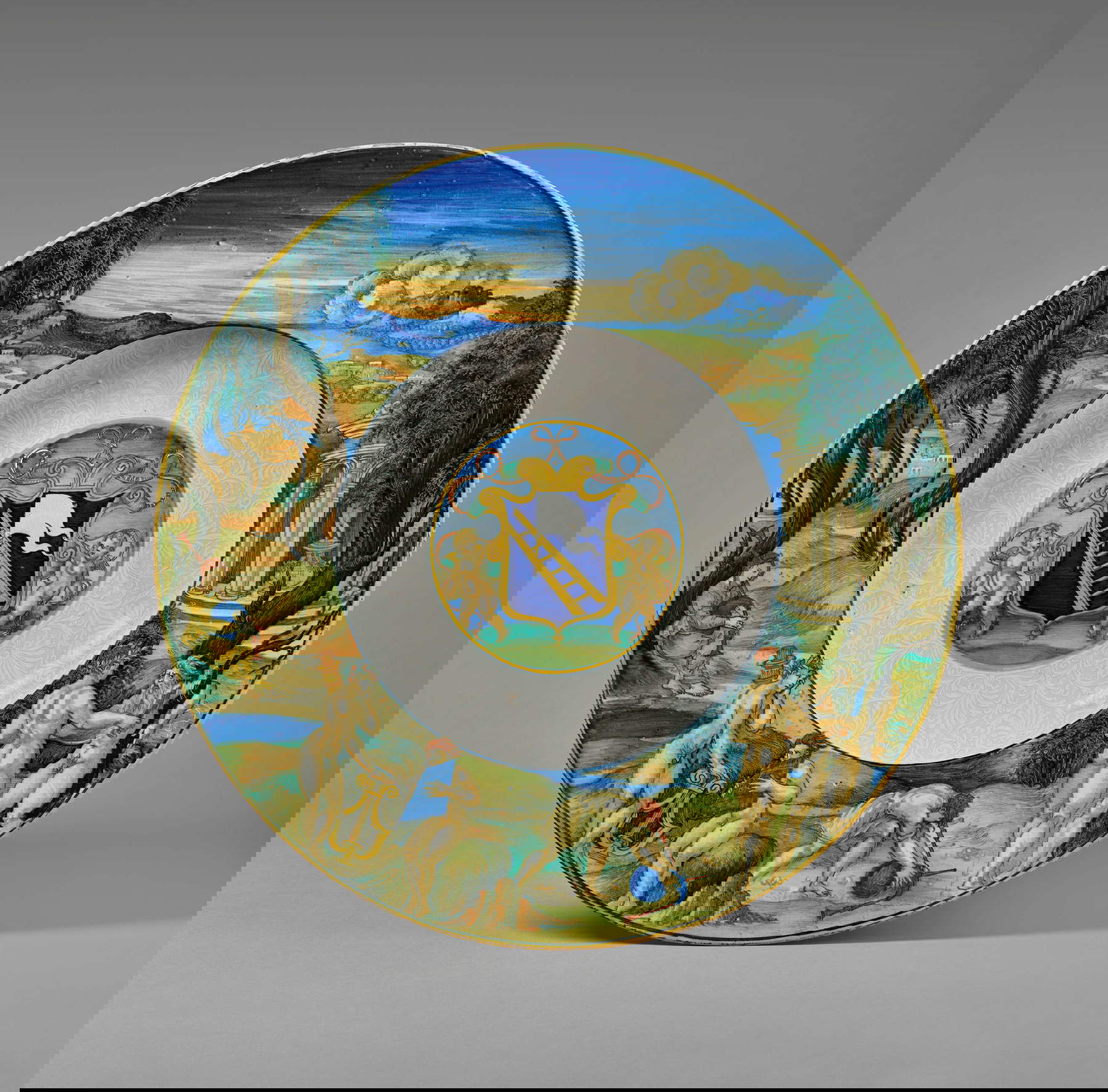 Nicola da Urbino, Punizione di Marsia (1525 circa; ceramica, 42 cm; Los Angeles, J. Paul Getty Museum)