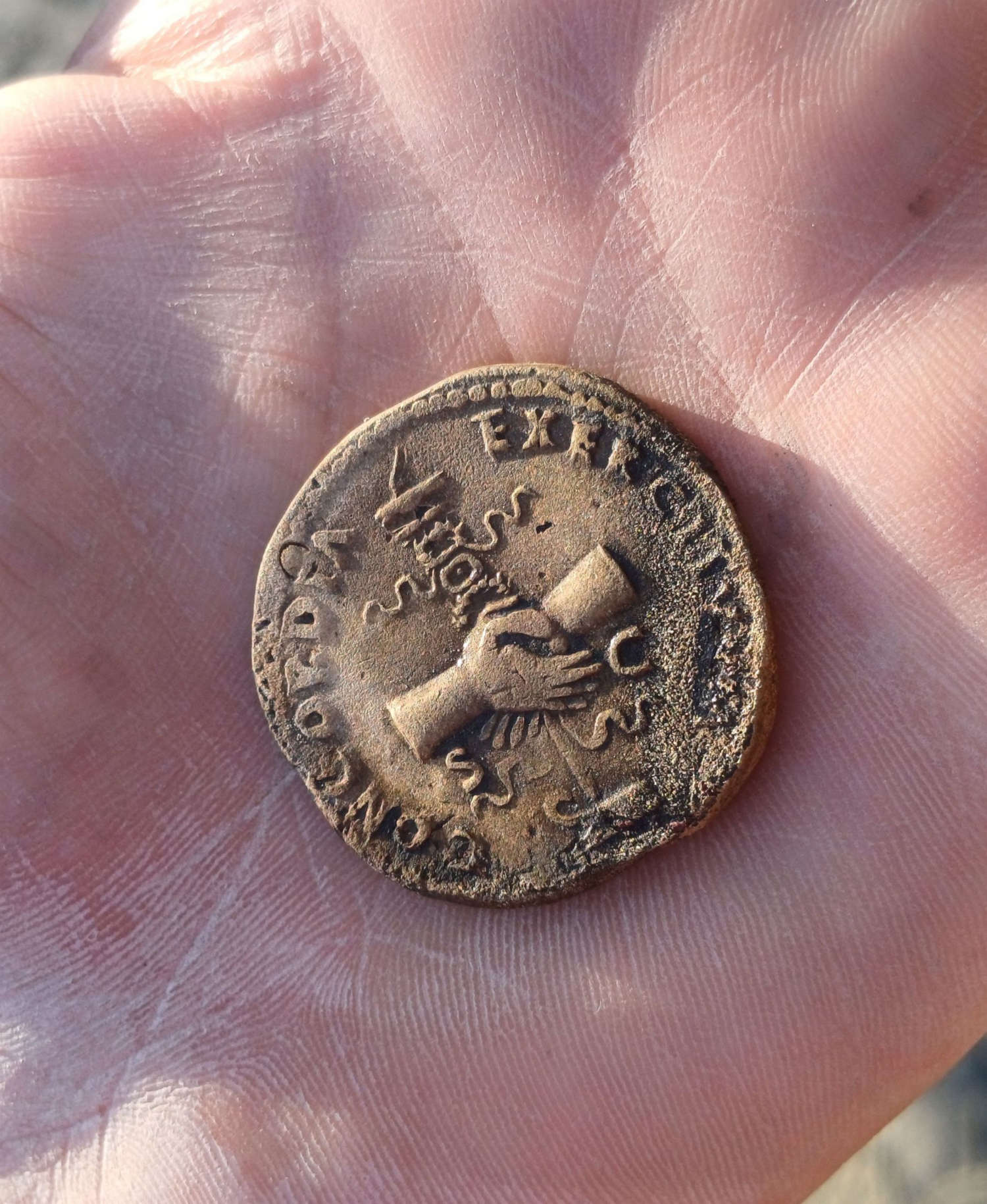 Pièce de monnaie de la concorde. Photo : Commune de San Casciano dei Bagni / Ludovico Salerno