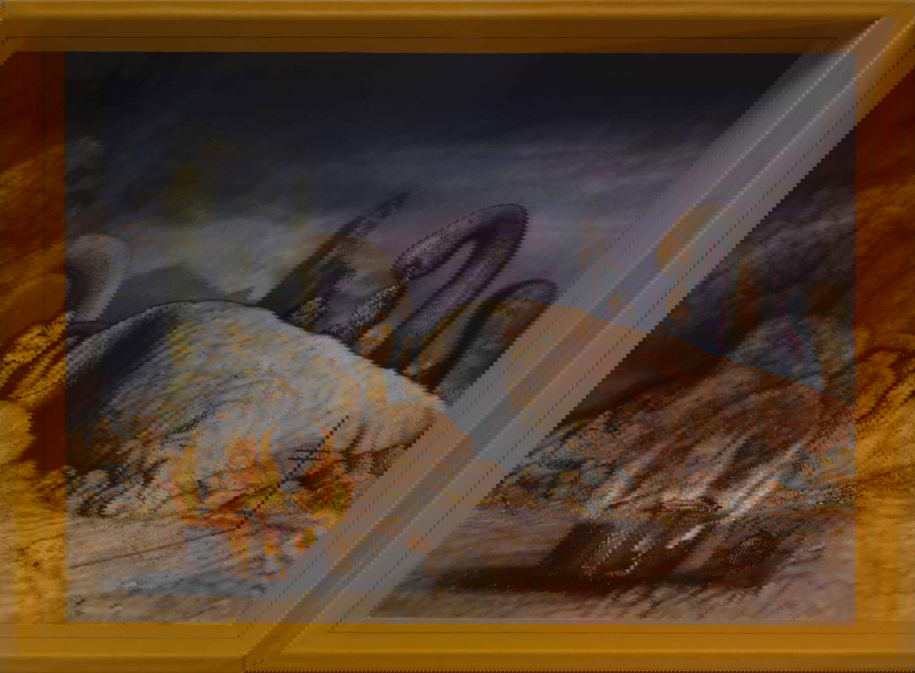 Oscar Giaconia, U.P.D. (2020; Öl auf Zellulosefaser in einer Caterpillar-Emaille-Salpa-Hülle, 38 x 51 cm). Foto: Roberto Ferro. Mit freundlicher Genehmigung von OG STUDIO und Monitor Oscar Giaconia, U.P.D. (2020; Öl auf Zellulosefaser in einer Caterpillar-Emaille-Salpa-Hülle, 38 x 51 cm). Foto: Roberto Ferro. Mit freundlicher Genehmigung von OG STUDIO und Monitor