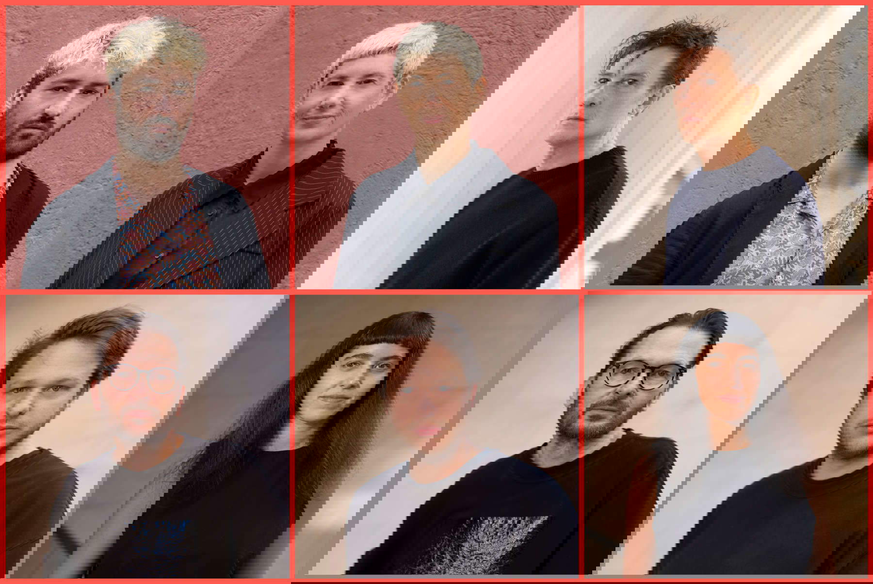 Gli artisti selezionati per il padiglione. Da sinistra, in senso orario: Ersan Mondtag, Yael Bartana, Jan St. Werner, Nicole L'Huillier, Michael Akstaller, Robert Lippok. Foto: Nick Ash e Andrea Rossetti Gli artisti selezionati per il padiglione. Da sinistra, in senso orario: Ersan Mondtag, Yael Bartana, Jan St. Werner, Nicole L'Huillier, Michael Akstaller, Robert Lippok. Foto: Nick Ash e Andrea Rossetti