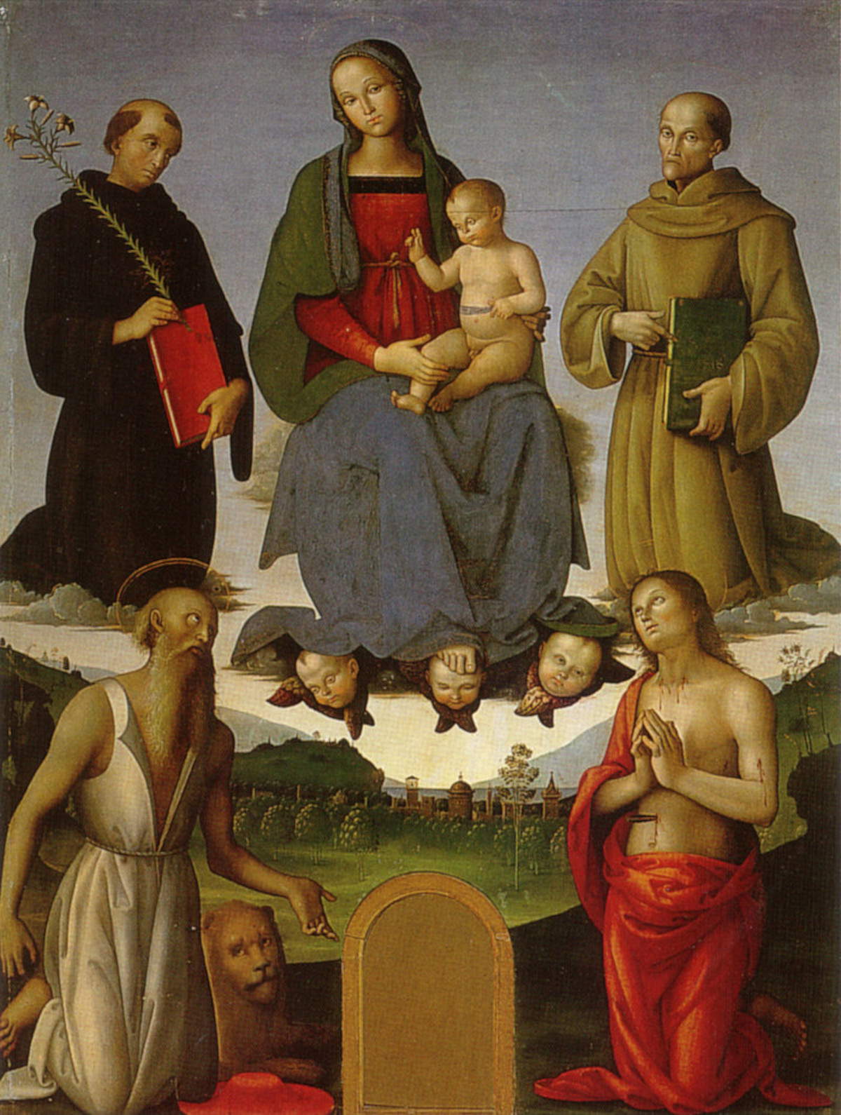 Perugino, Pala Tezi (1500; óleo sobre tabla, 134 x 178 cm; Perugia, Galleria Nazionale dell'Umbria)