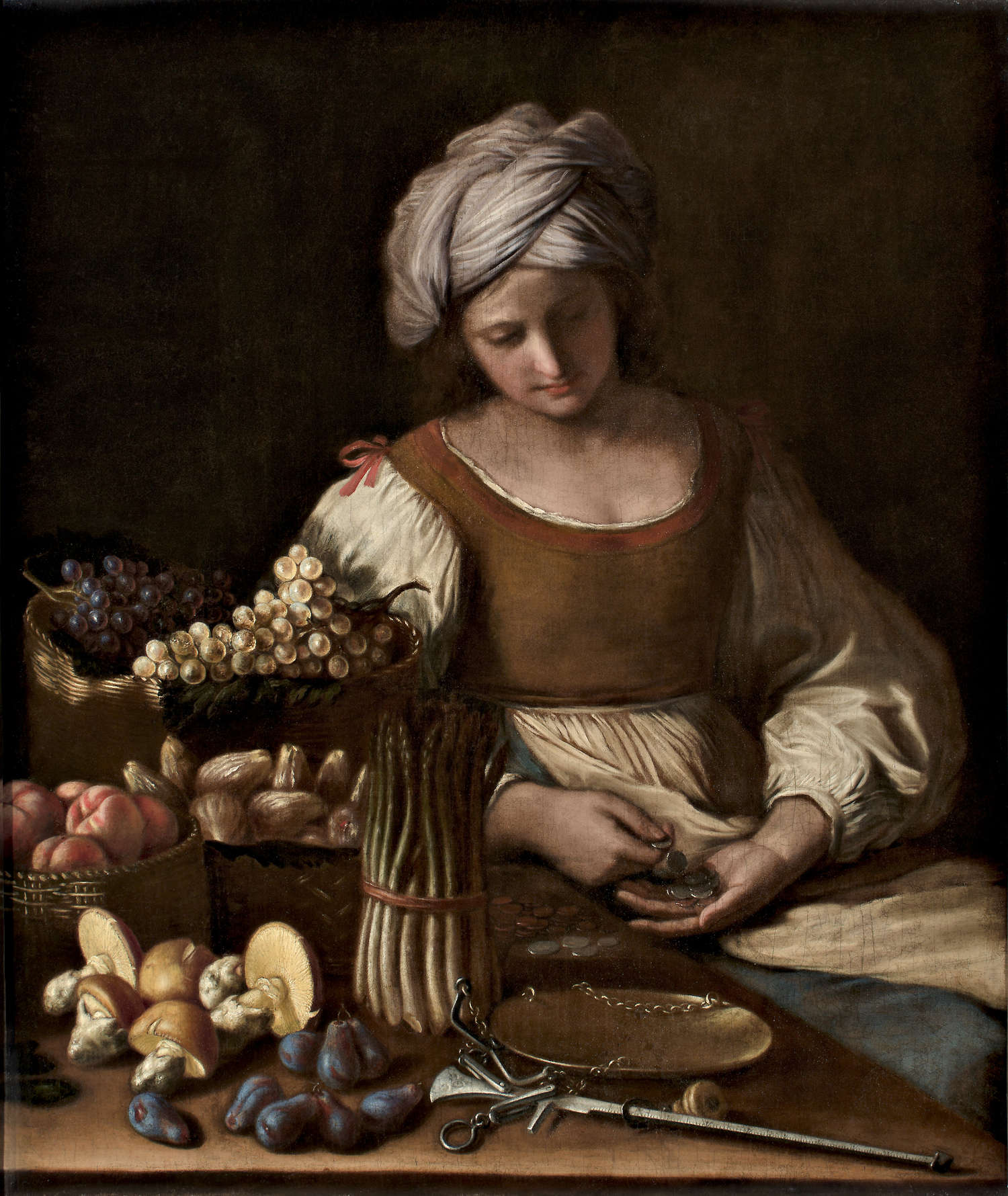 Paolo Antonio Barbieri und Giovanni Francesco Barbieri, bekannt als Guercino, Ortolana (1655; Öl auf Leinwand, 122 x 103 cm; Privatsammlung). © Privatsammlung, mit freundlicher Genehmigung der Cantore Galleria Antiquaria Paolo Antonio Barbieri und Giovanni Francesco Barbieri, bekannt als Guercino, Ortolana (1655; Öl auf Leinwand, 122 x 103 cm; Privatsammlung). © Privatsammlung, mit freundlicher Genehmigung der Cantore Galleria Antiquaria
