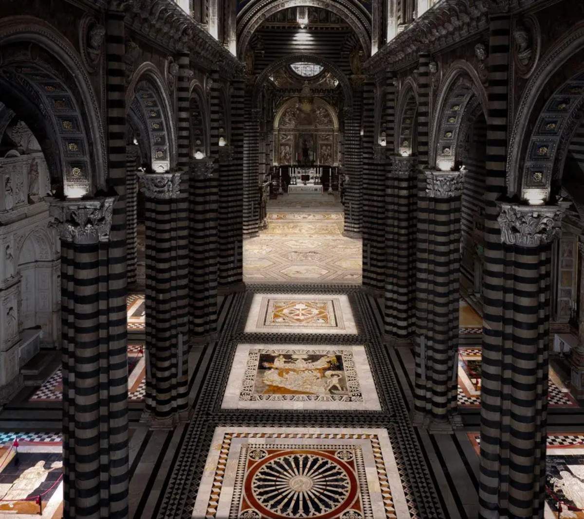 Siena's cathedral returns to fully uncover its precious marble commesso floor 