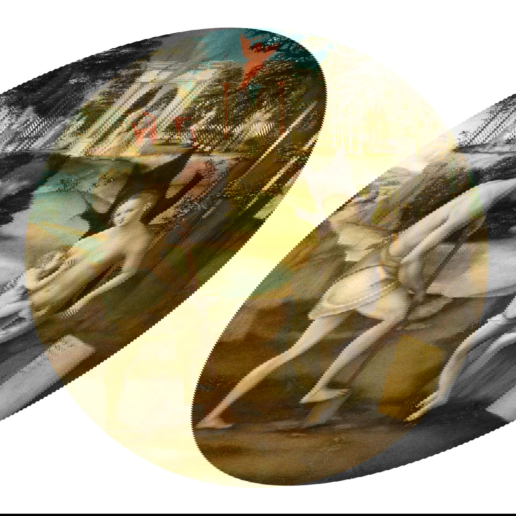 Piero di Cosimo, Les géniteurs au travail et Scènes de la création (huile sur toile transférée du panneau et réappliquée sur le panneau, diam. 71 cm). Estimation : &euro; 150,000/250,000