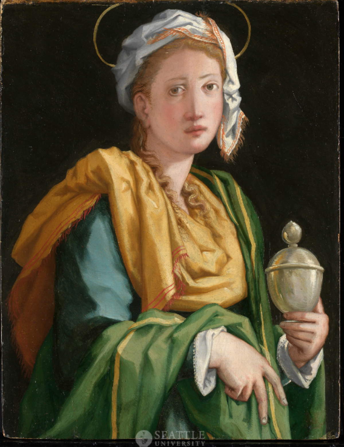 Pontormo, Portrait de Francesca Capponi en Marie-Madeleine (1527-28 ; huile sur panneau, 50,2 x 37,8 cm).  Avec l'aimable autorisation de Richard Hedreen