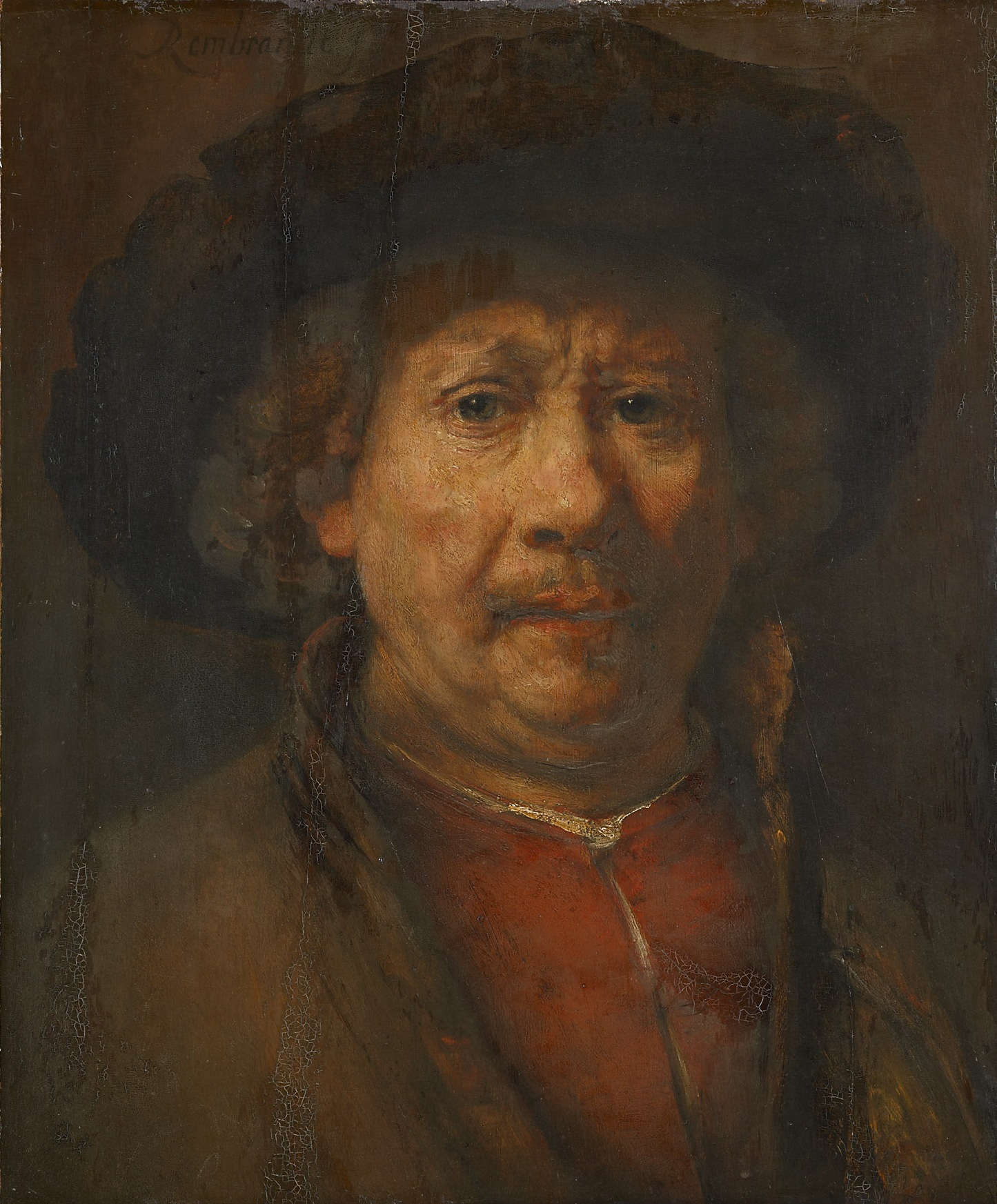 Rembrandt, Piccolo autoritratto (1657 circa; tavola di noce, 48 x 40,6 cm; Vienna, Kunsthistorisches Museum)