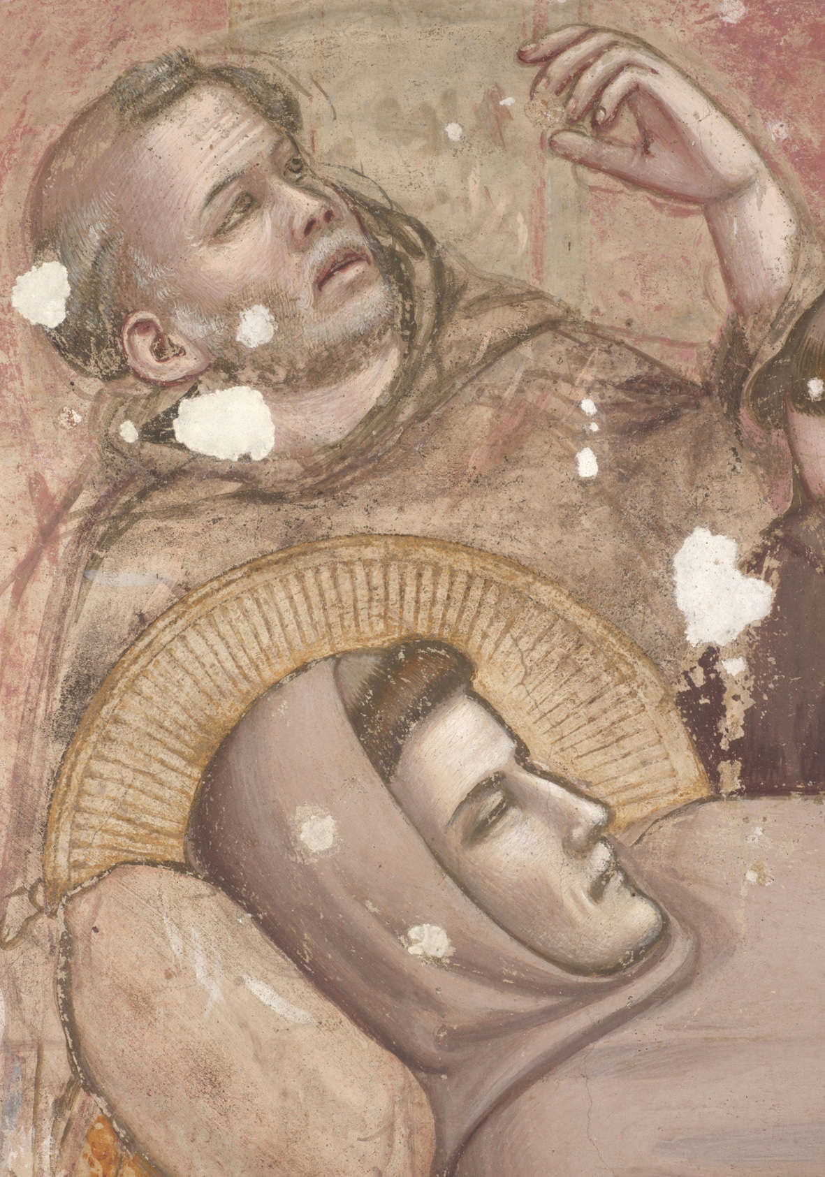 Transito di san Francesco: Detail der Gesichter vor der Bildretusche. Foto: Ottaviano Caruso Transito di san Francesco: Detail der Gesichter vor der Bildretusche. Foto: Ottaviano Caruso