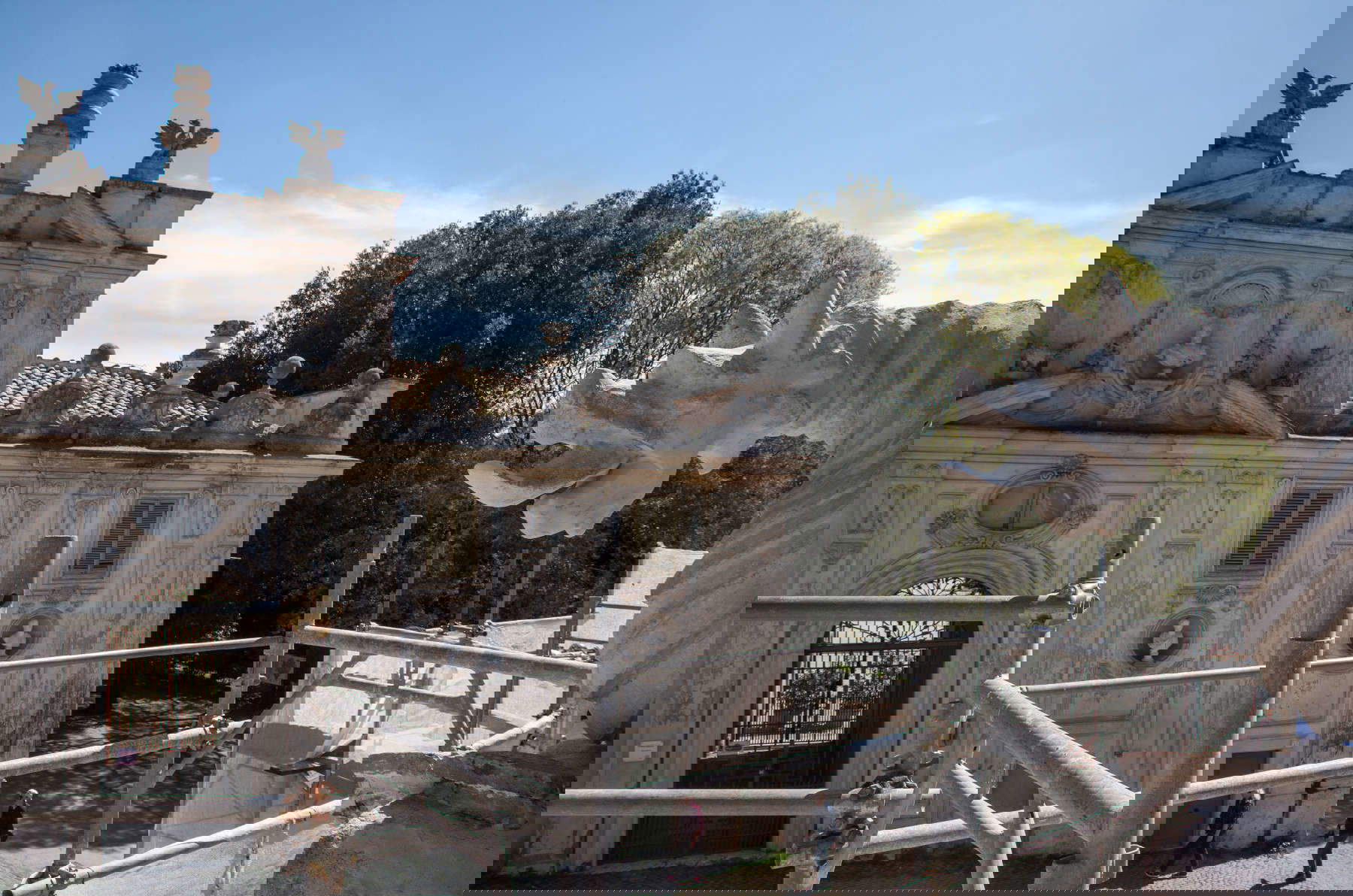 Restoration of dragon exedra and fountain in the Garden of the Hermes at Villa Borghese