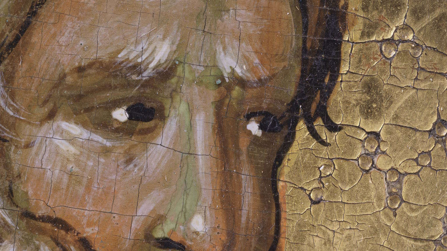 Detalle adquirido con un microscopio digital 3D Hirox de la tabla con el profeta Isaías del políptico de Santa Chiara de Paolo Veneziano.  ©MIC - Galerías de la Academia de Venecia Detalle adquirido con un microscopio digital 3D Hirox de la tabla con el profeta Isaías del políptico de Santa Chiara de Paolo Veneziano.  ©MIC - Galerías de la Academia de Venecia