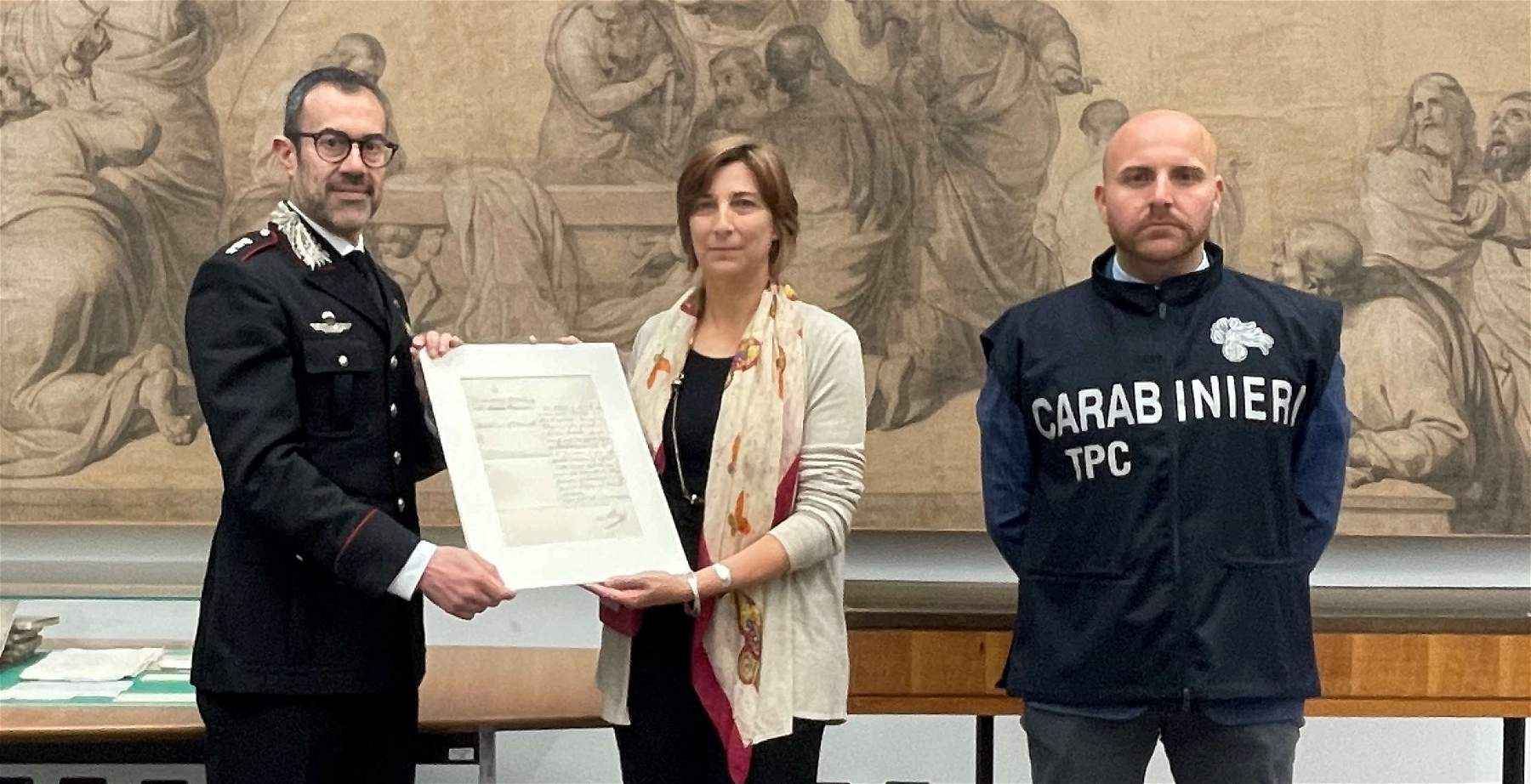 I Carabinieri restituiscono una preziosa lettera di Radetzky all'Archivio di Stato di Bergamo