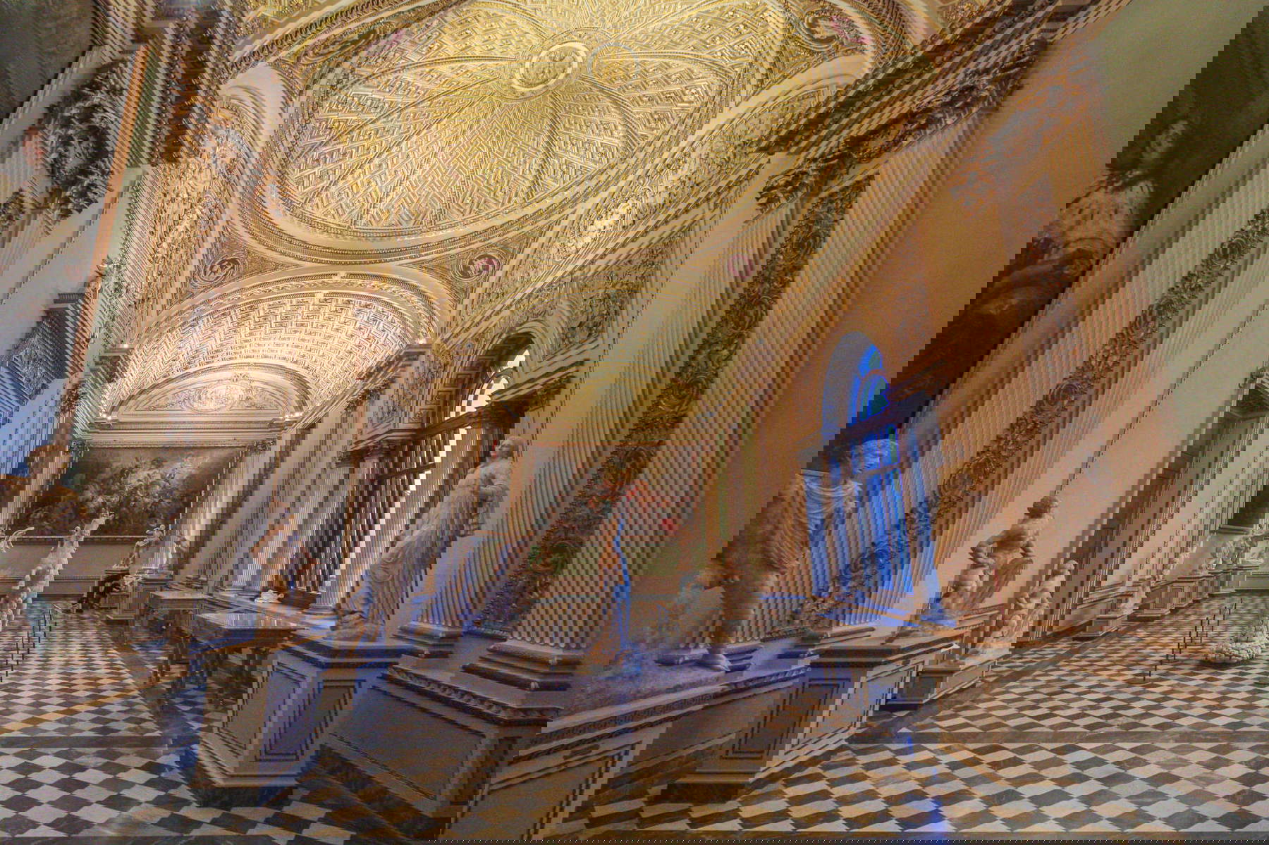 The rearrangement of the Sala della Niobe at the Uffizi.