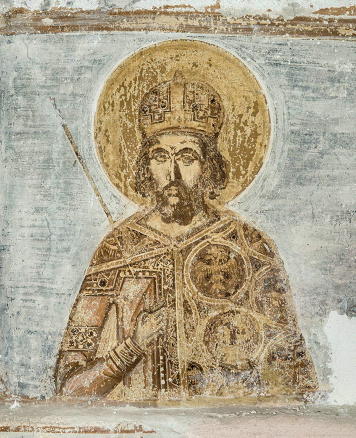 The portrait of Constantine XI discovered in the monastery of Taxiarchon The portrait of Constantine XI discovered in the monastery of Taxiarchon