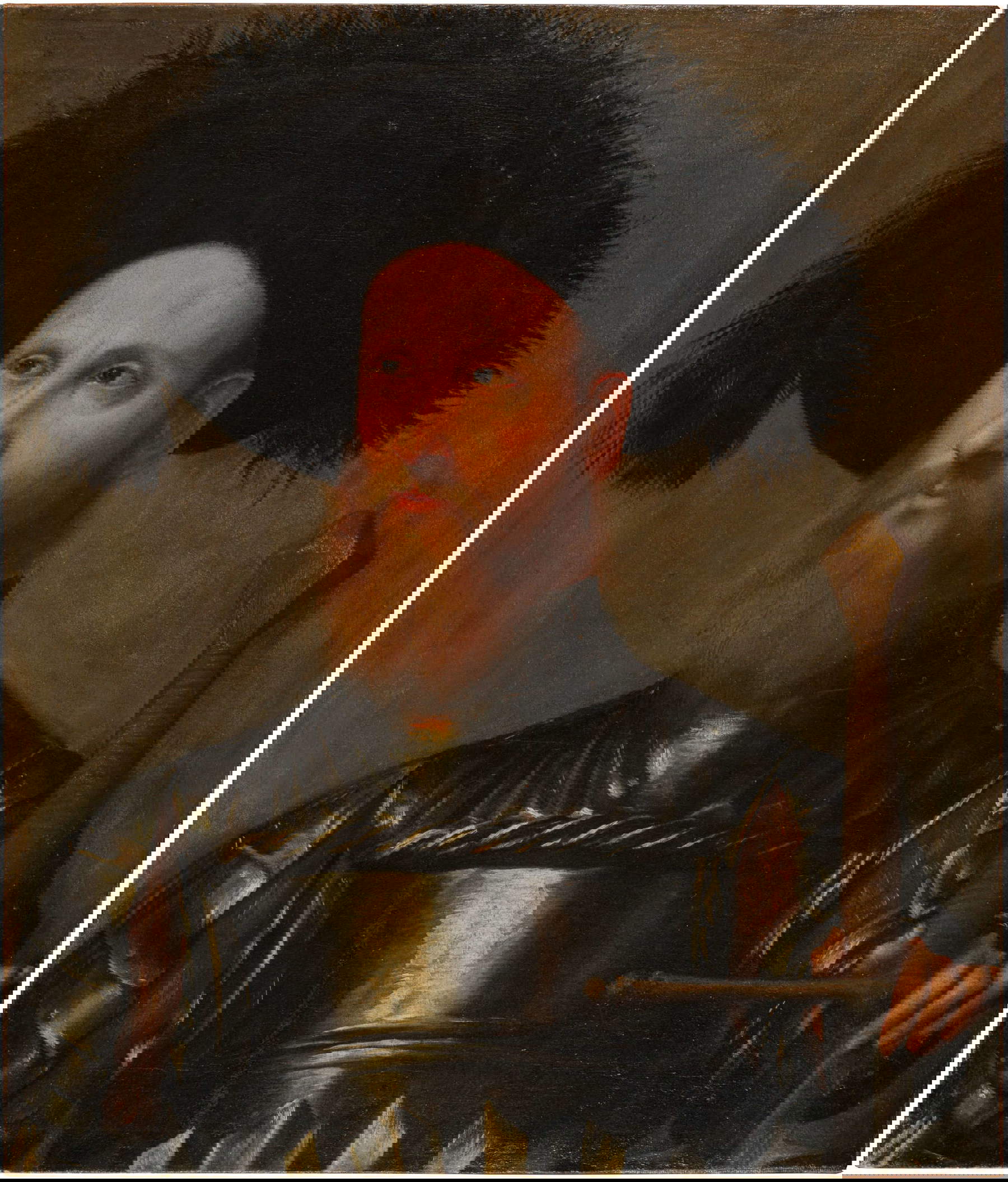 Girolamo Romani detto Romanino, Uomo in armatura con cappello piumato e spadone (1514-1515 circa; olio su tela, 79,7 &times; 68 cm; New Orleans, New Orleans Museum of Art, The Samuel H. Kress Collection)