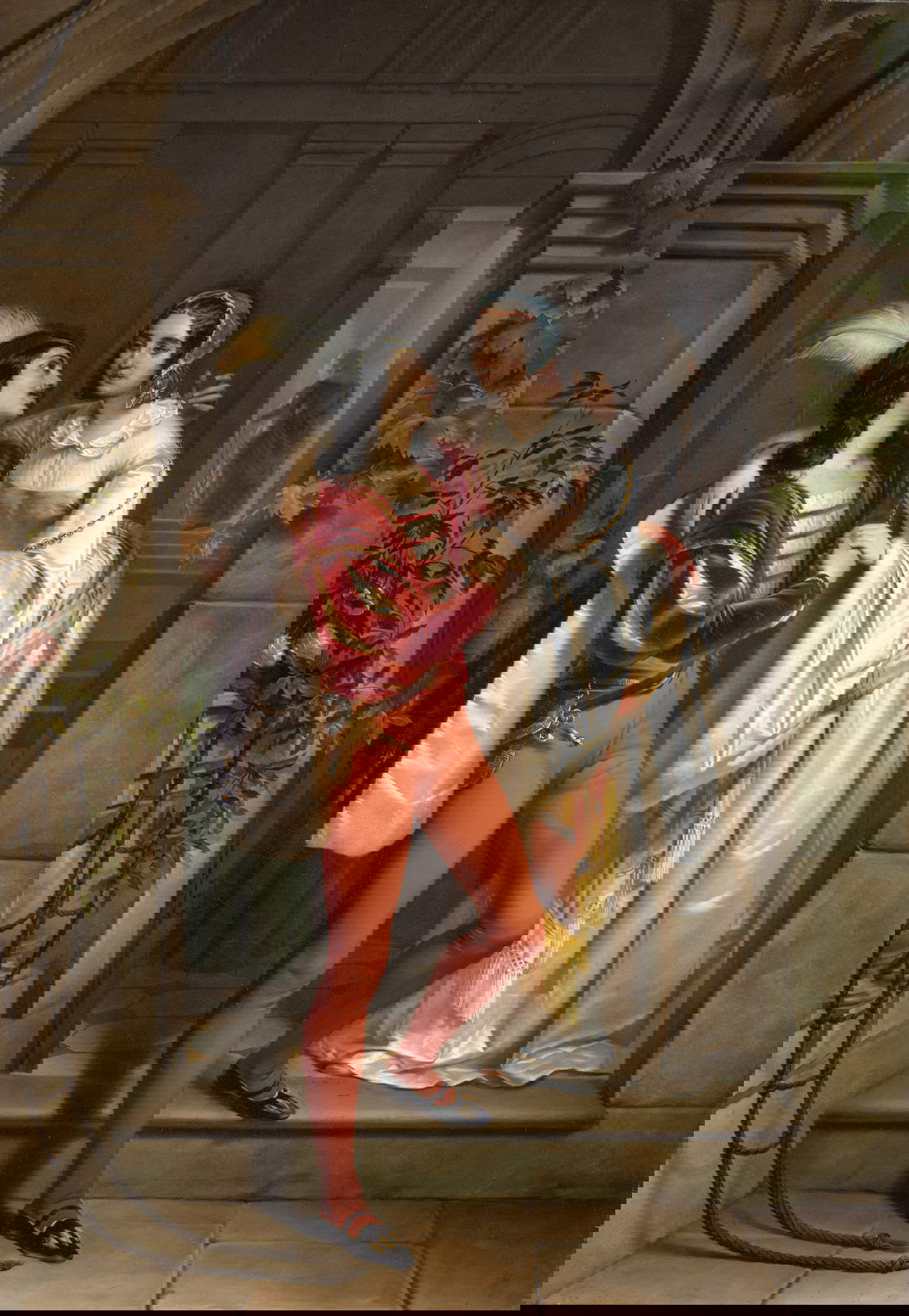 Cosroe Dusi, Juliet and Romeo (c. 1838; oil on canvas, 218 x 164 cm; Verona, Musei Civici, Casa di Giulietta). Civic Museums Photographic Archives. Photo by BAMSphoto